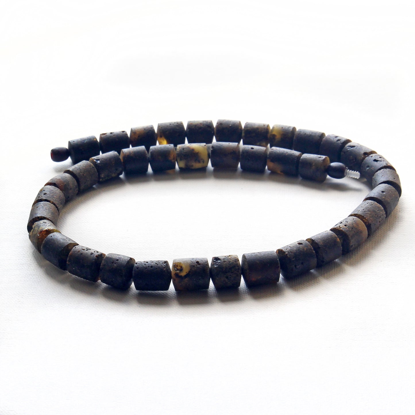 Genuine Baltic Amber Necklace, Gemstone Men's Necklace, Black Amber Stones Necklace for Men, Handmade Amber Beads