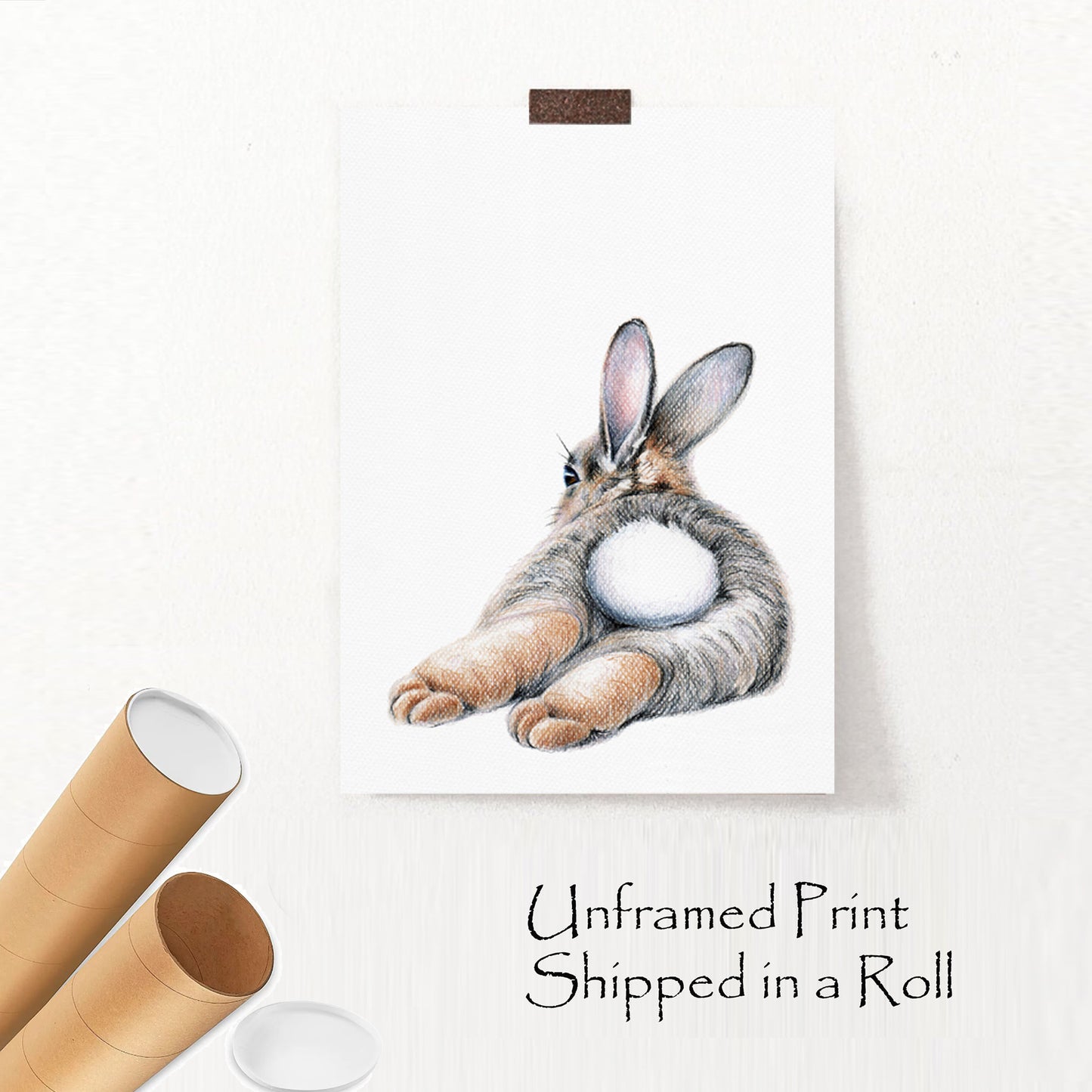 Unframed print with Bunny picture.