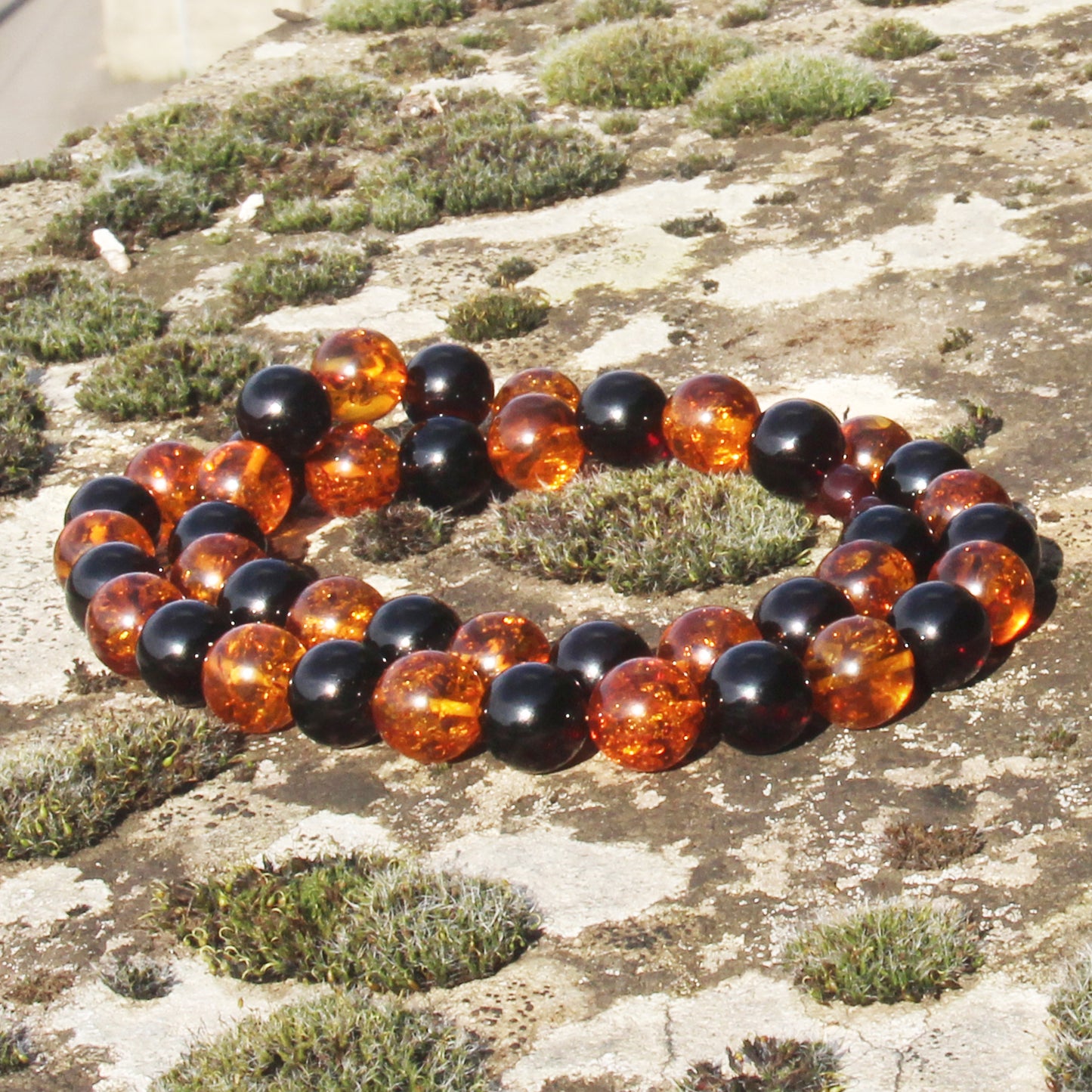 Baltic Amber Necklace, Large Amber Beads Necklace, Round Stones Beads, Necklace 24 inch, Red Orange Amber Beads