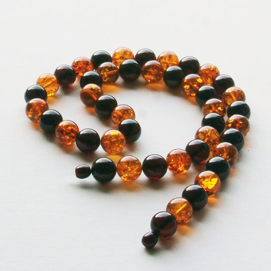 Baltic Amber Necklace, Large Amber Beads Necklace, Round Stones Beads, Necklace 24 inch, Red Orange Amber Beads
