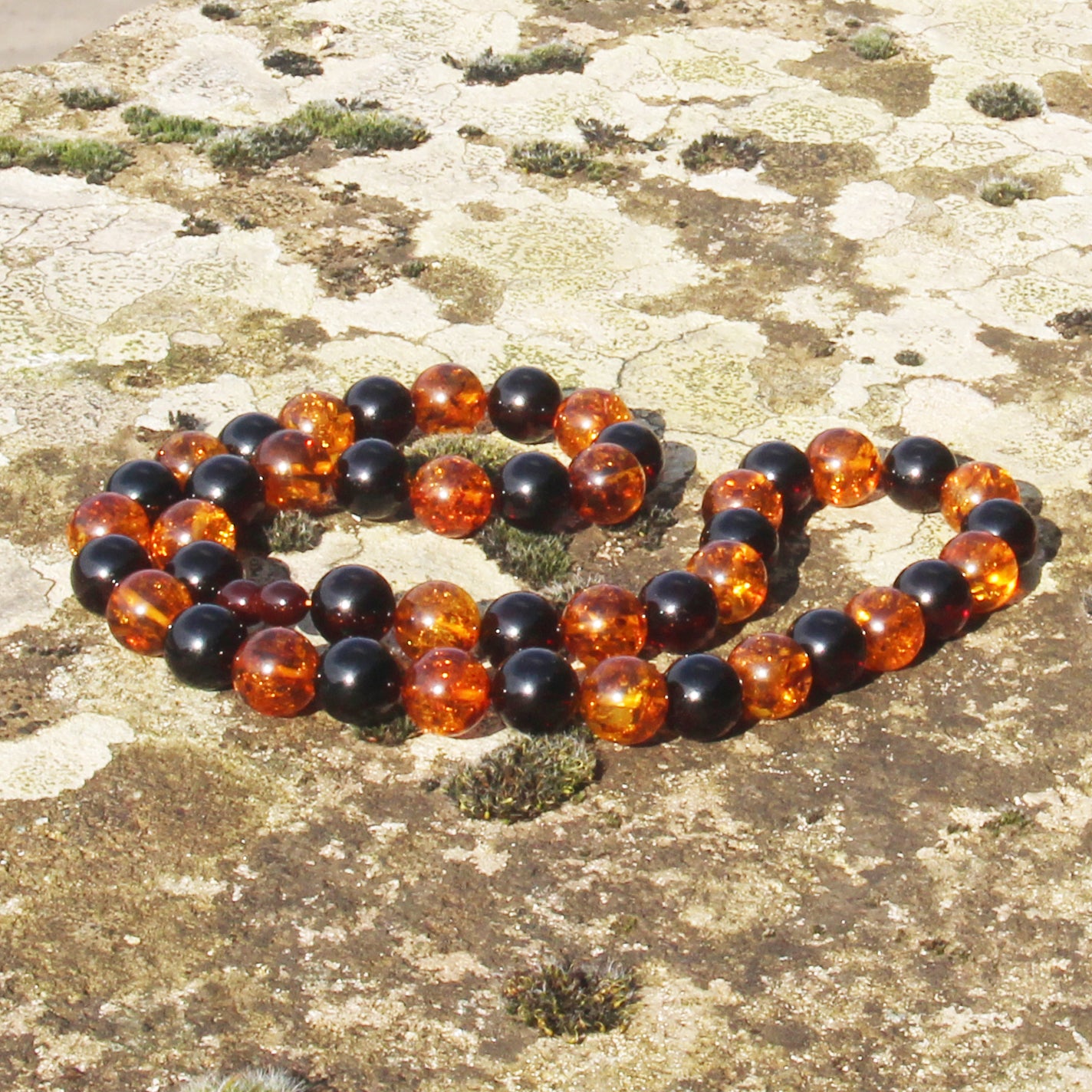 Baltic Amber Necklace, Large Amber Beads Necklace, Round Stones Beads, Necklace 24 inch, Red Orange Amber Beads