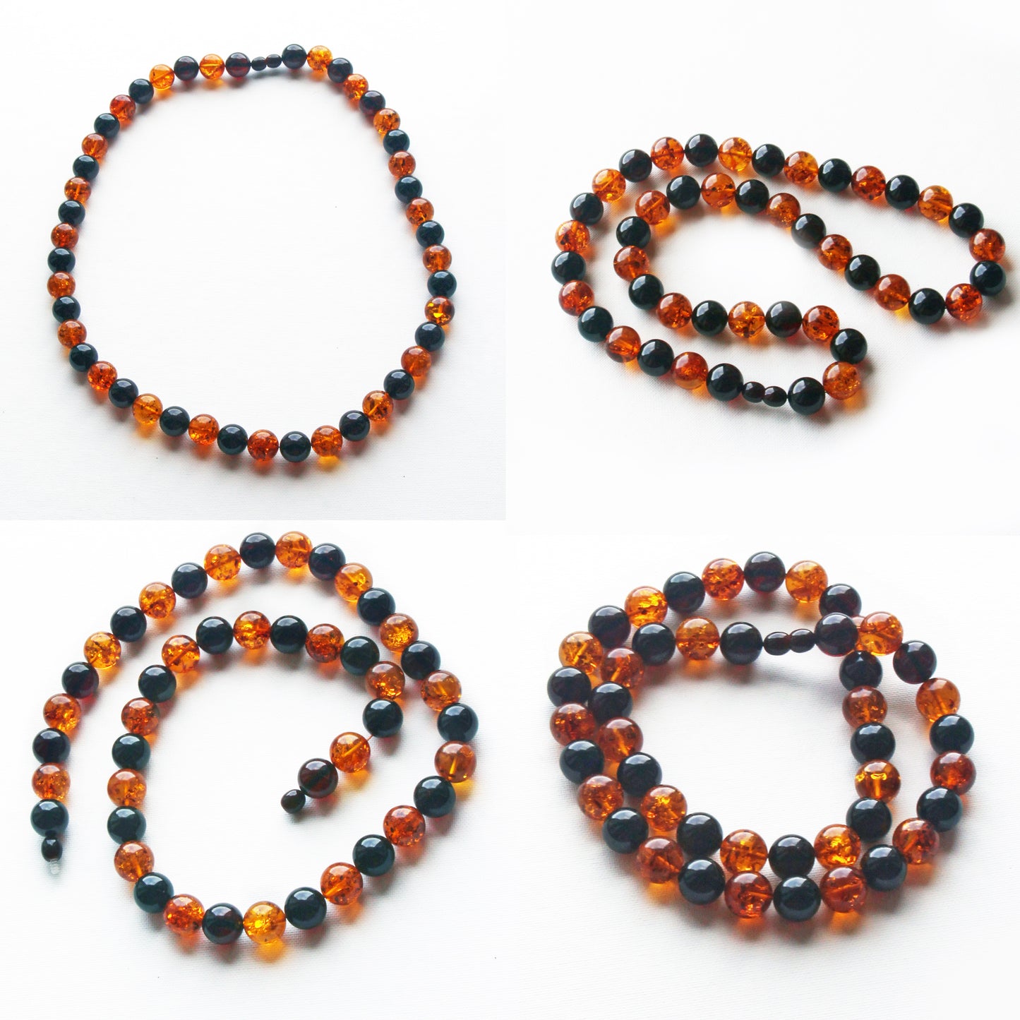 Baltic Amber Necklace, Large Amber Beads Necklace, Round Stones Beads, Necklace 24 inch, Red Orange Amber Beads