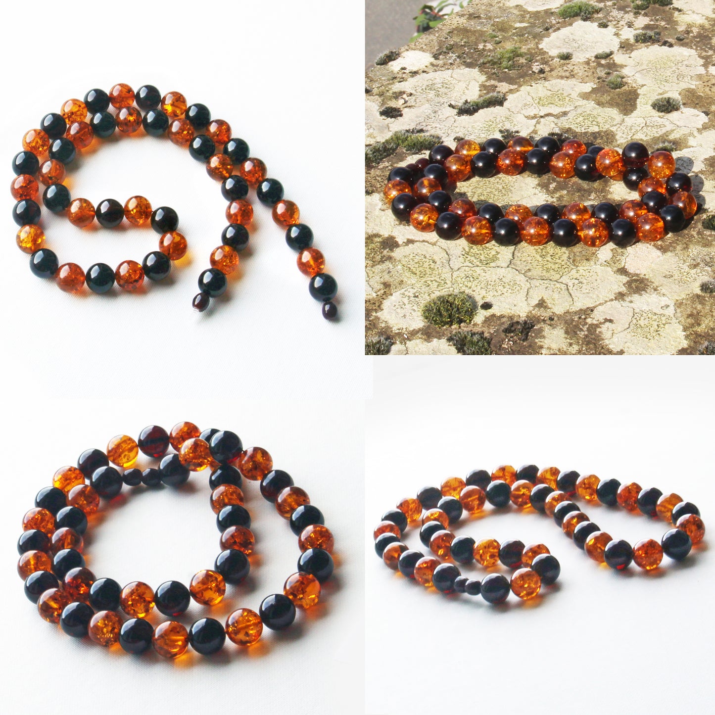 Baltic Amber Necklace, Large Amber Beads Necklace, Round Stones Beads, Necklace 24 inch, Red Orange Amber Beads
