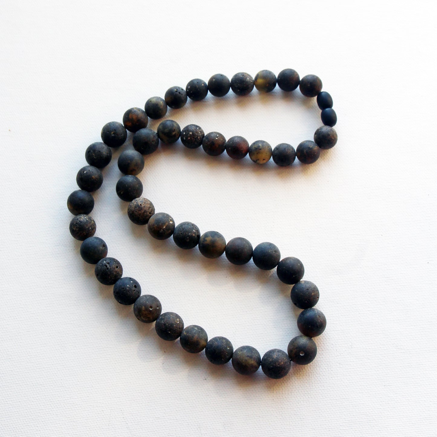 Genuine Baltic Amber Necklace, Gemstone Men's Necklace, Black Amber Stones Necklace for Men