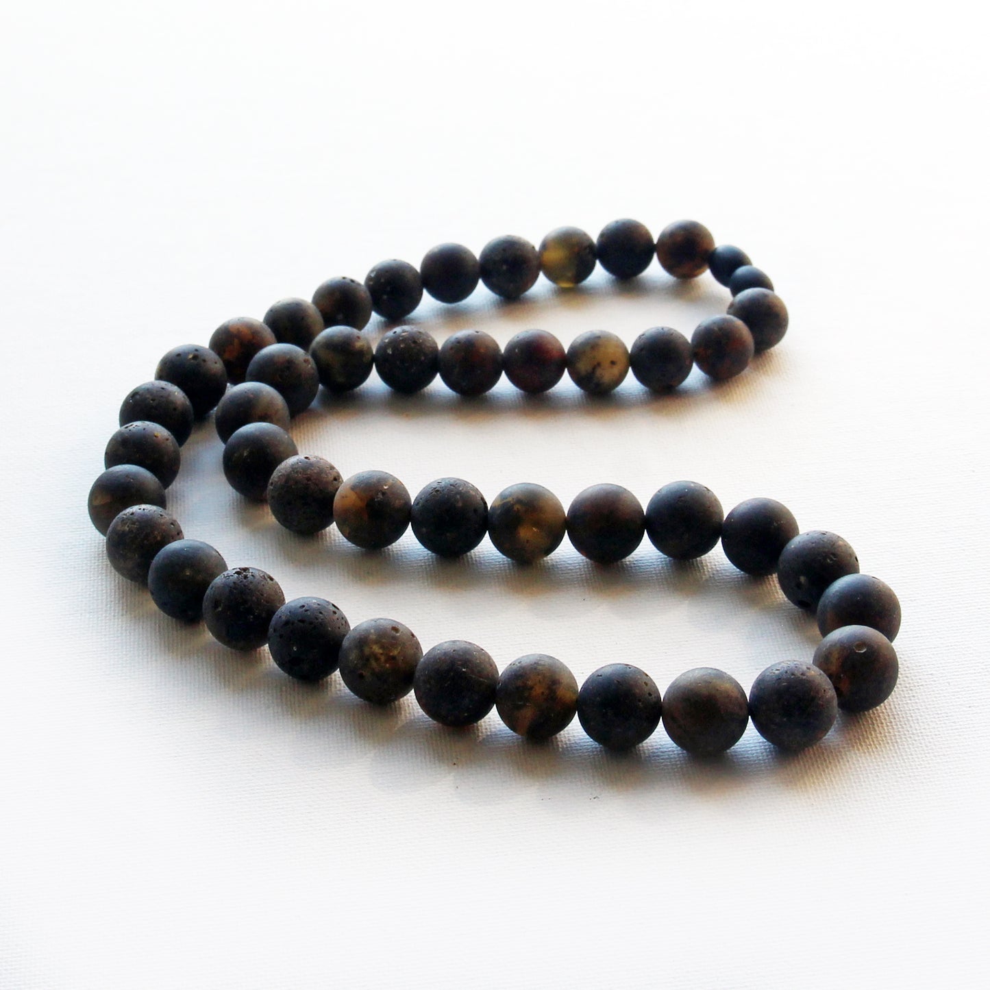 Genuine Baltic Amber Necklace, Gemstone Men's Necklace, Black Amber Stones Necklace for Men