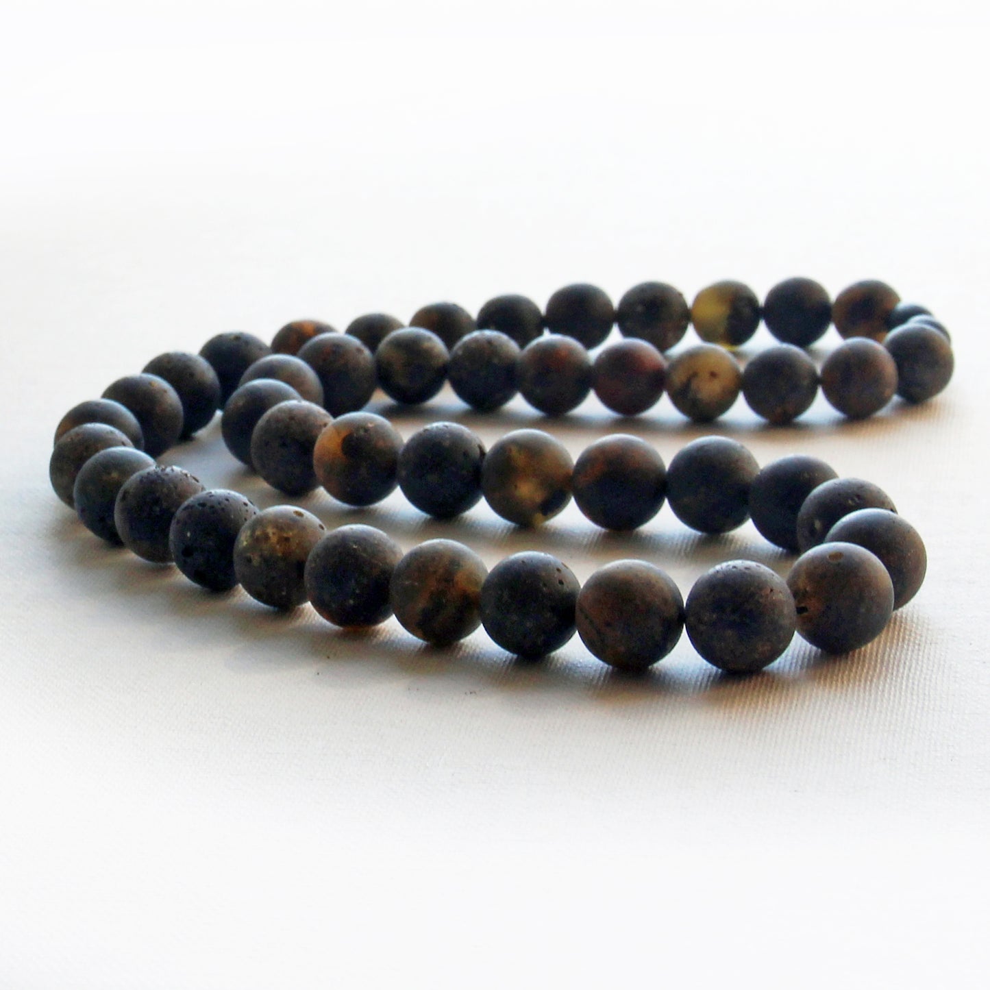 Genuine Baltic Amber Necklace, Gemstone Men's Necklace, Black Amber Stones Necklace for Men