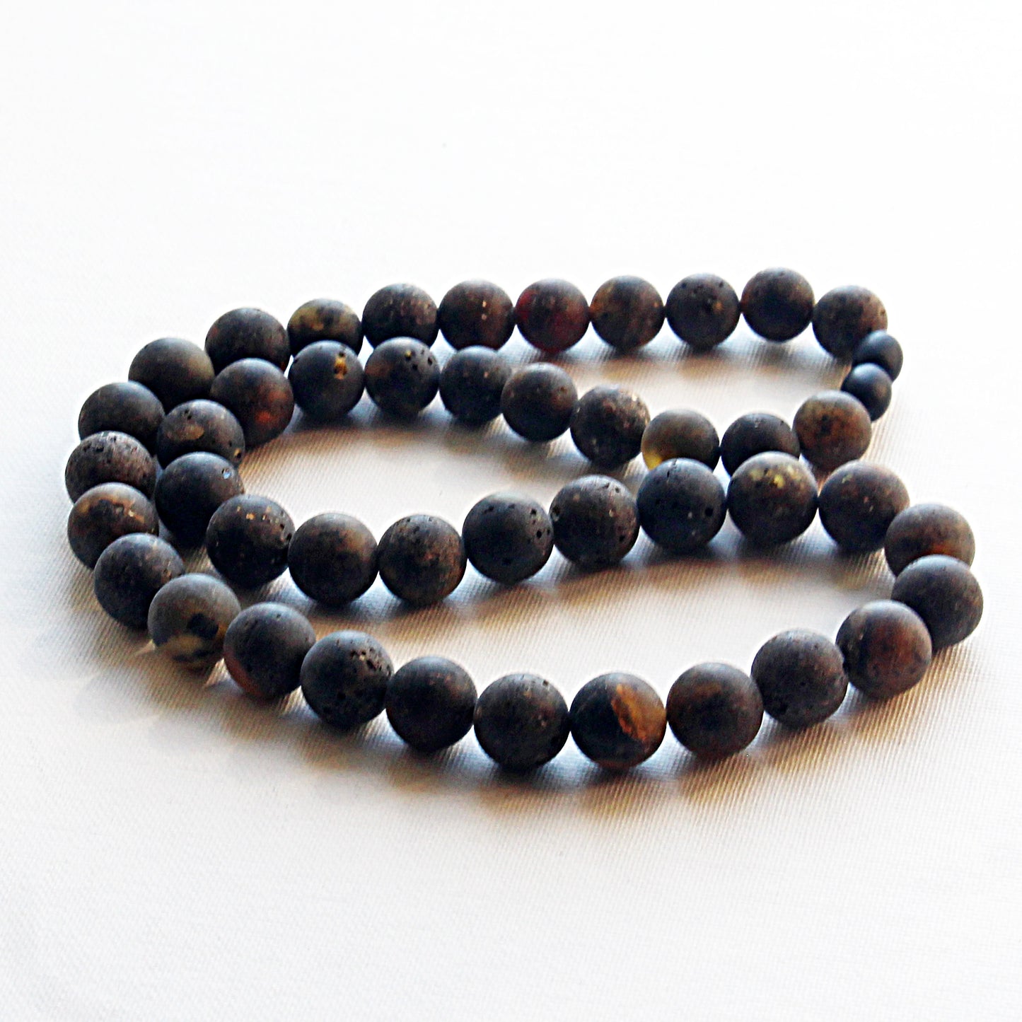 Genuine Baltic Amber Necklace, Gemstone Men's Necklace, Black Amber Stones Necklace for Men