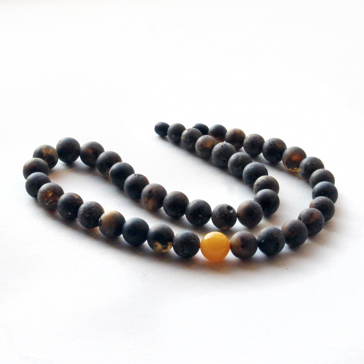 Men's Amber Necklace, Natural Black Amber Beads for Men, Gift for Him, Gemstone Necklace