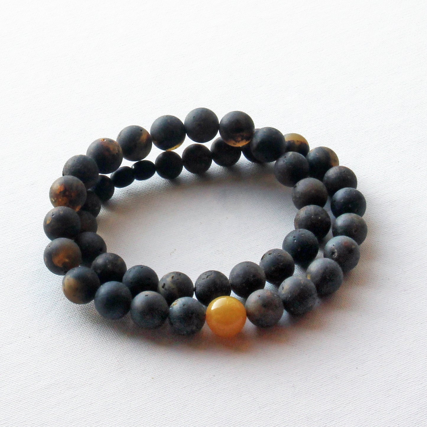 Men's Amber Necklace, Natural Black Amber Beads for Men, Gift for Him, Gemstone Necklace