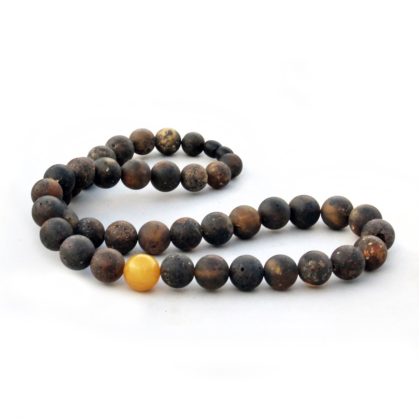 Men's Amber Necklace, Natural Black Amber Beads for Men, Gift for Him, Gemstone Necklace