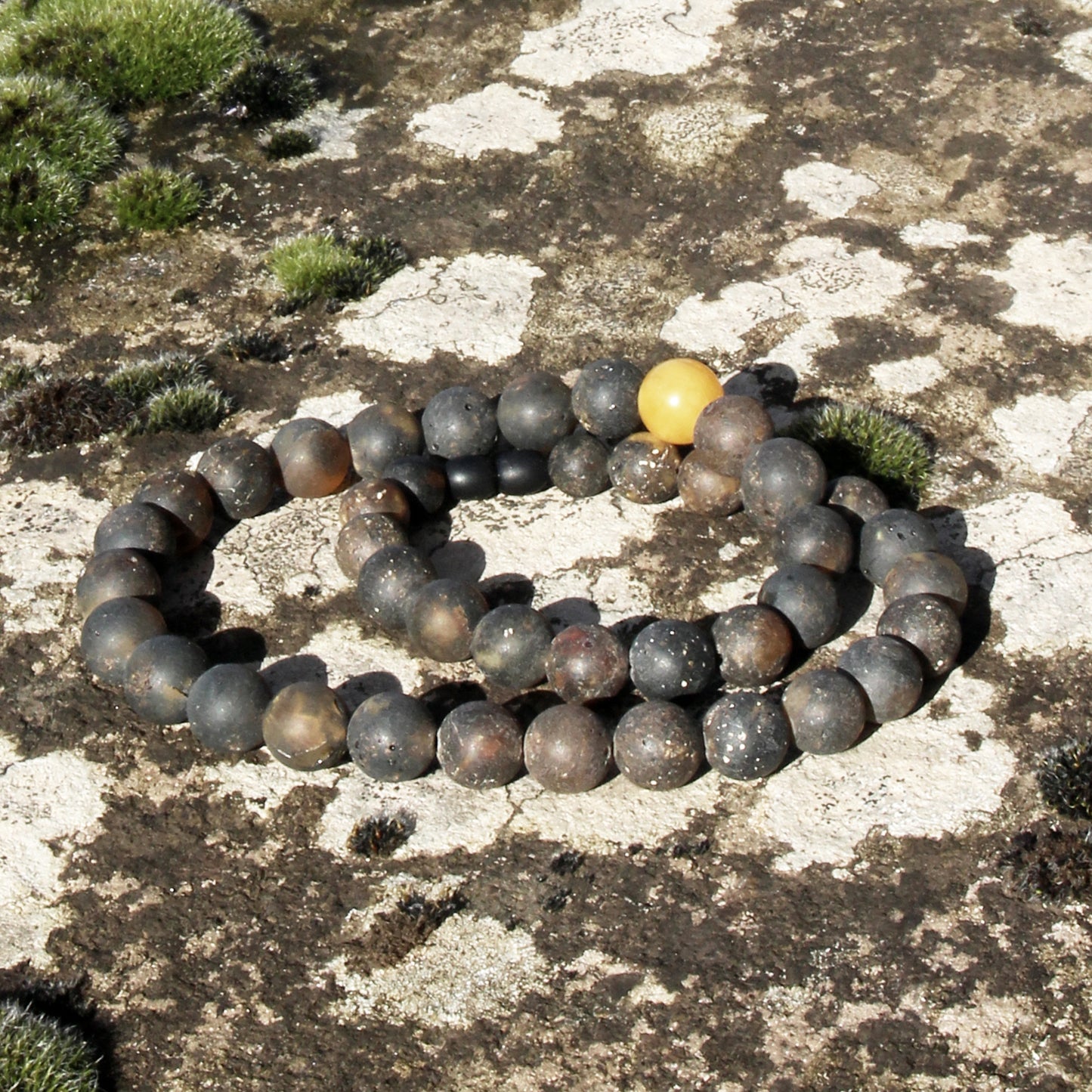Men's Amber Necklace, Natural Black Amber Beads for Men, Gift for Him, Gemstone Necklace