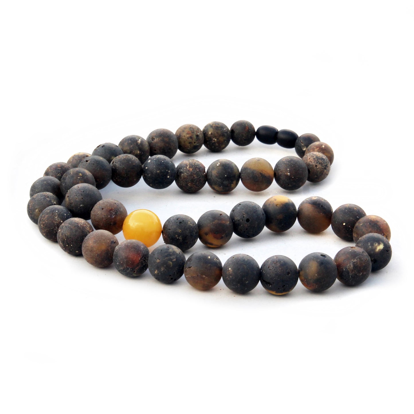 Men's Amber Necklace, Natural Black Amber Beads for Men, Gift for Him, Gemstone Necklace