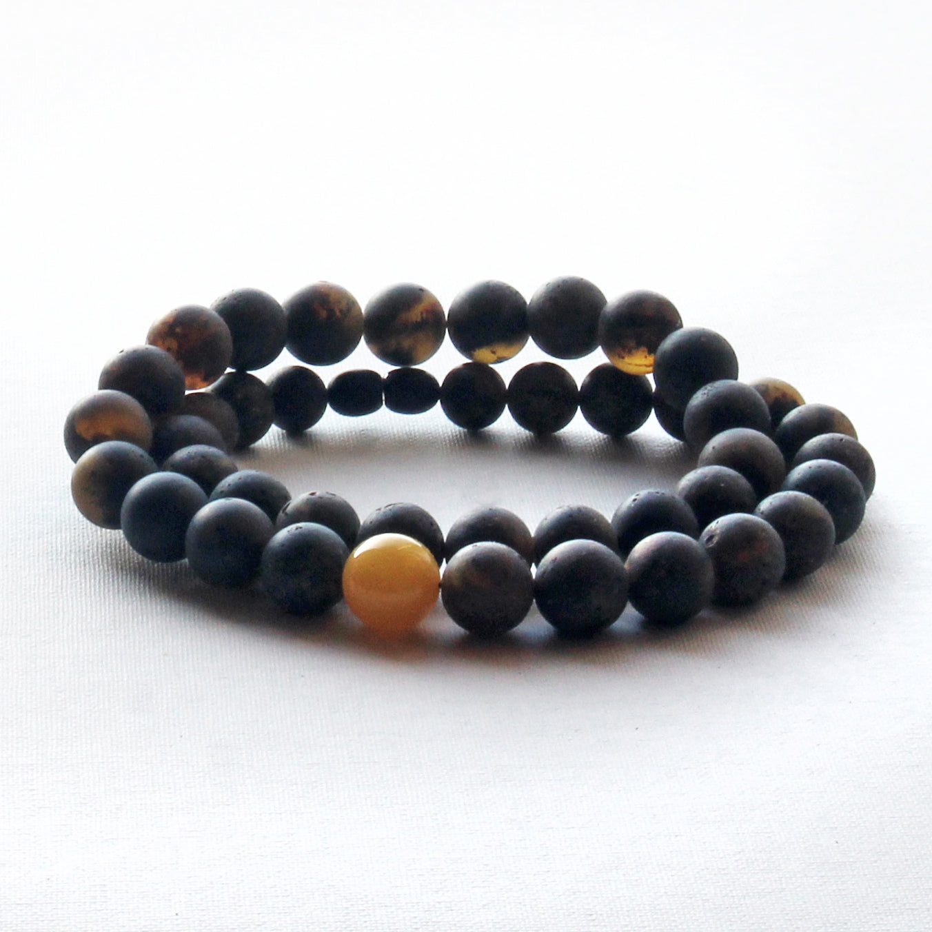Men's Amber Necklace, Natural Black Amber Beads for Men, Gift for Him, Gemstone Necklace
