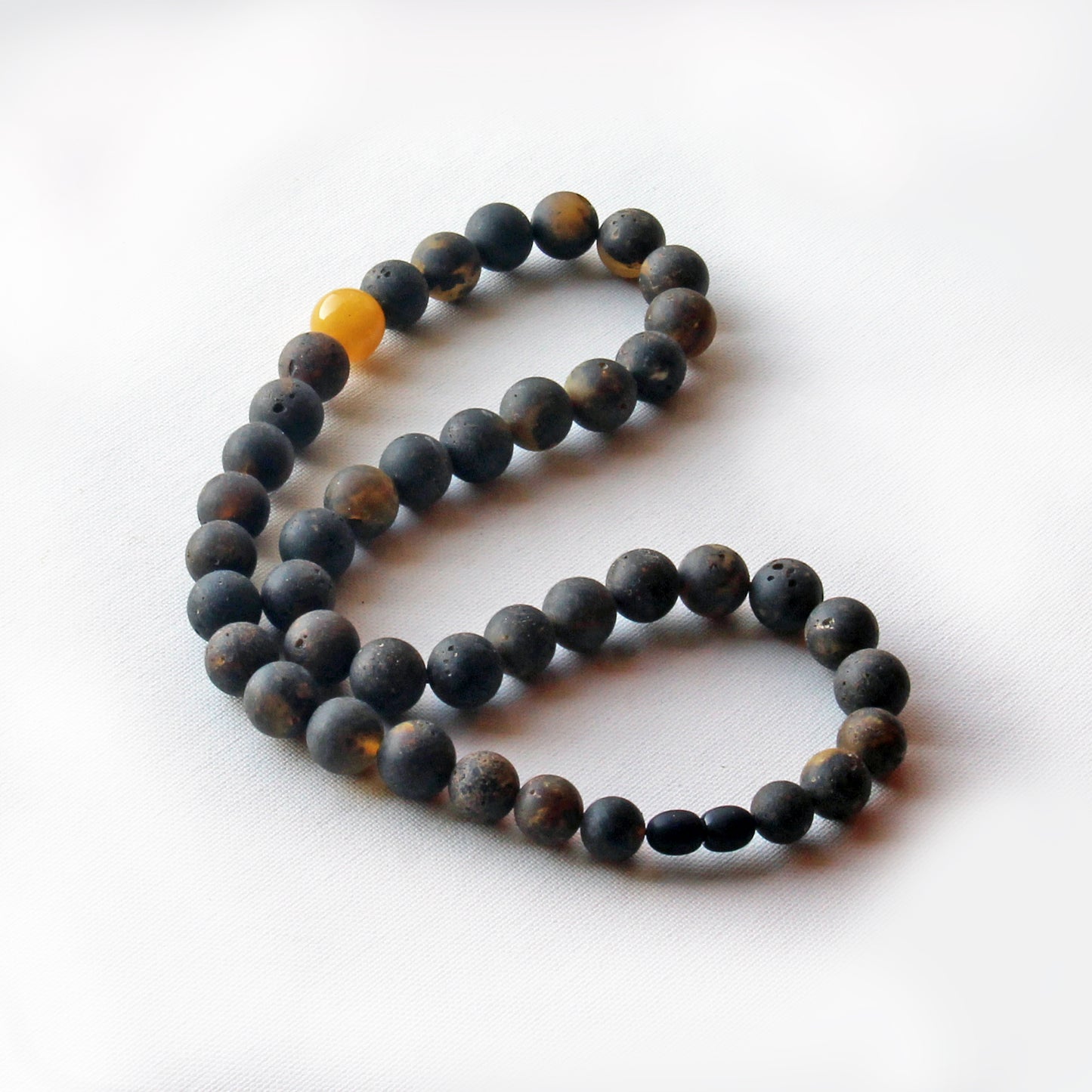 Men's Amber Necklace, Natural Black Amber Beads for Men, Gift for Him, Gemstone Necklace