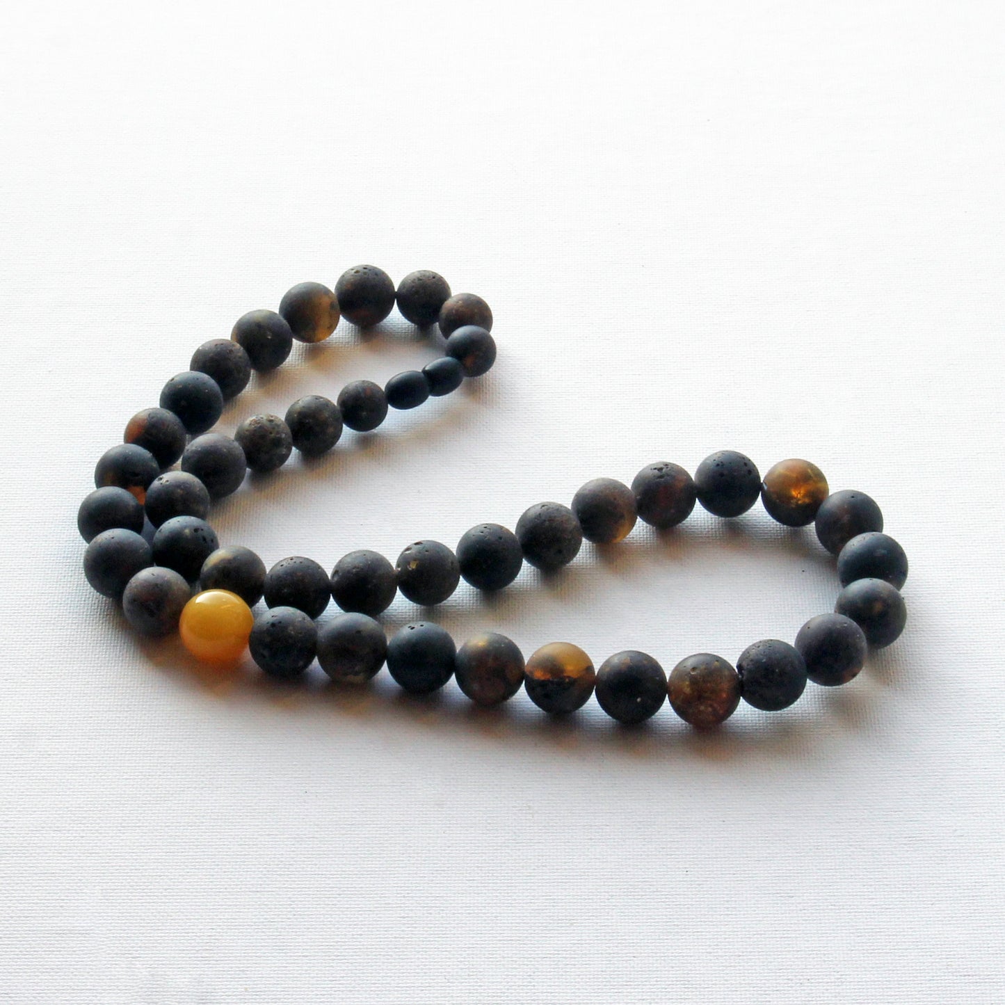 Men's Amber Necklace, Natural Black Amber Beads for Men, Gift for Him, Gemstone Necklace