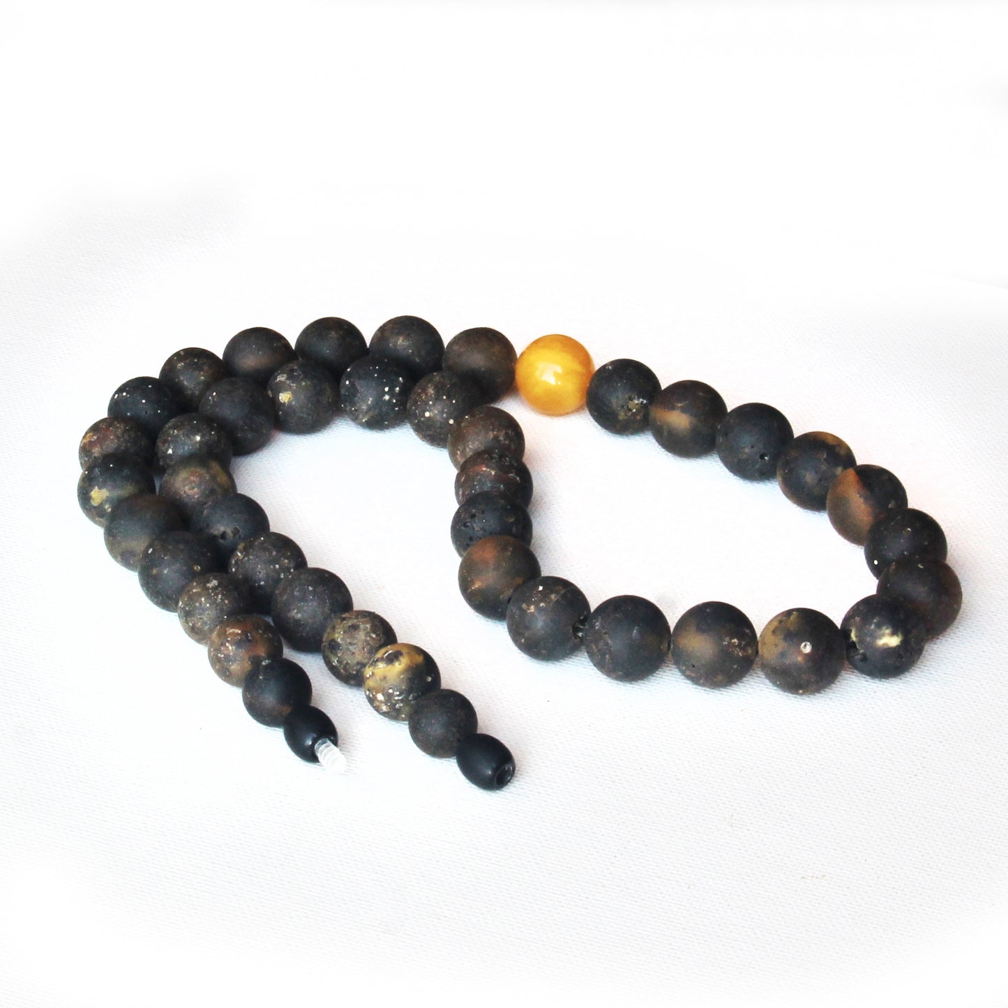 Men's Amber Necklace, Natural Black Amber Beads for Men, Gift for Him, Gemstone Necklace