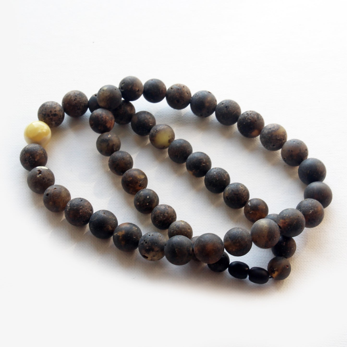 Genuine Baltic Amber Necklace, Gemstone Men's Necklace, Black Amber Stones Necklace for Men, Handmade Amber Beads