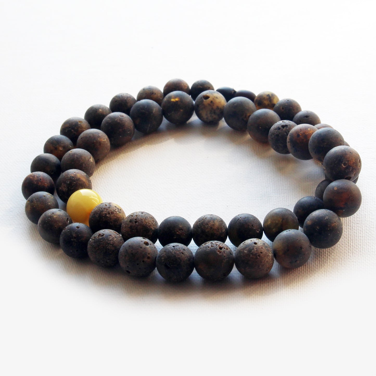 Genuine Baltic Amber Necklace, Gemstone Men's Necklace, Black Amber Stones Necklace for Men, Handmade Amber Beads