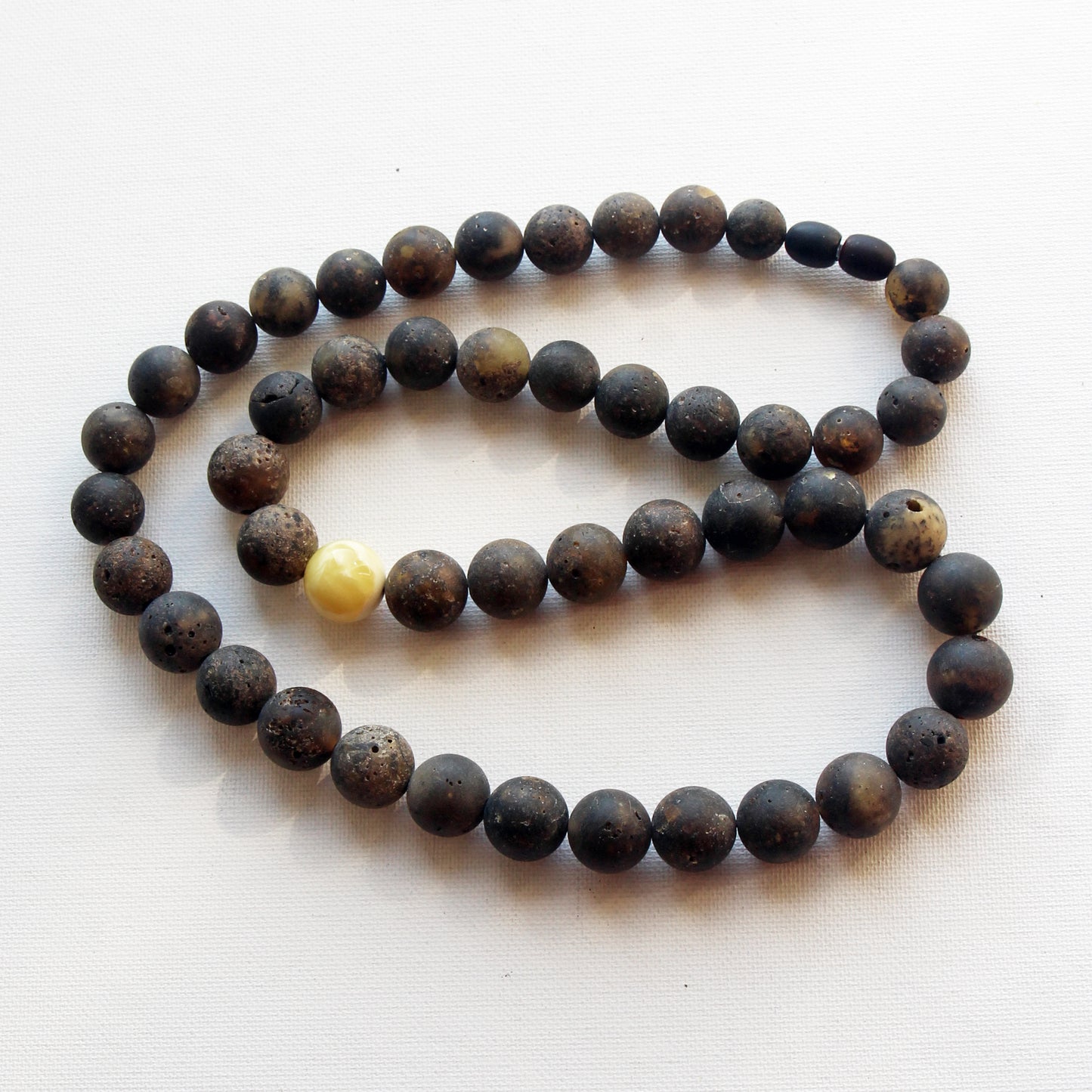 Genuine Baltic Amber Necklace, Gemstone Men's Necklace, Black Amber Stones Necklace for Men, Handmade Amber Beads
