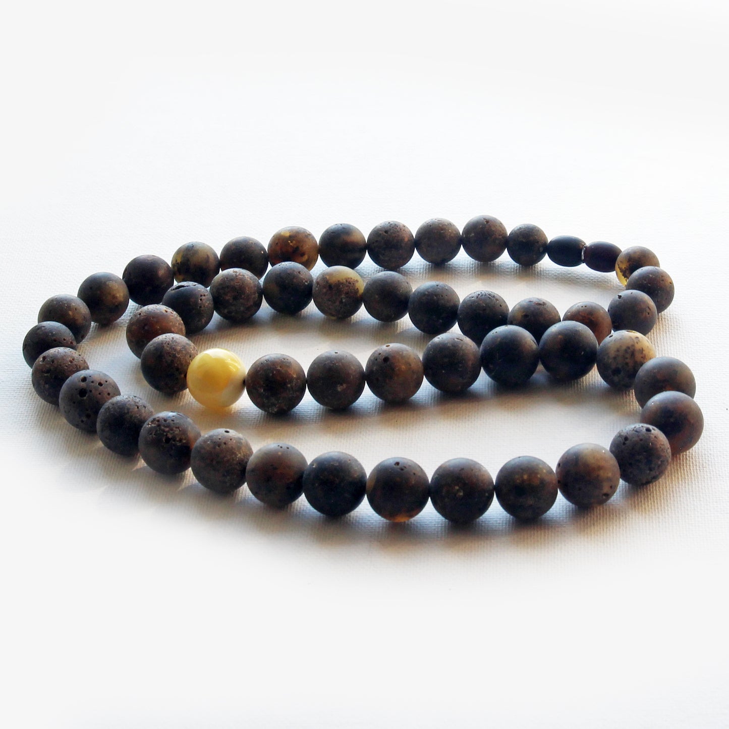 Genuine Baltic Amber Necklace, Gemstone Men's Necklace, Black Amber Stones Necklace for Men, Handmade Amber Beads