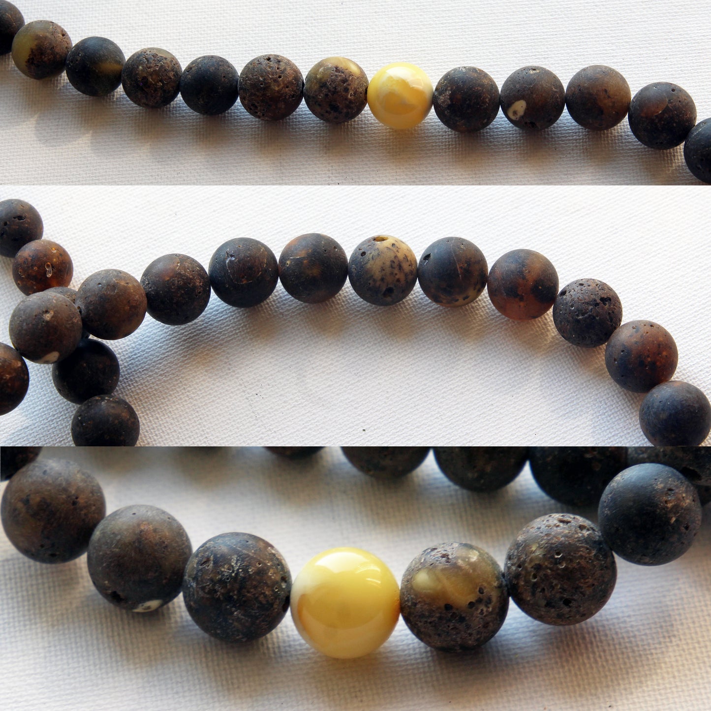 Genuine Baltic Amber Necklace, Gemstone Men's Necklace, Black Amber Stones Necklace for Men, Handmade Amber Beads