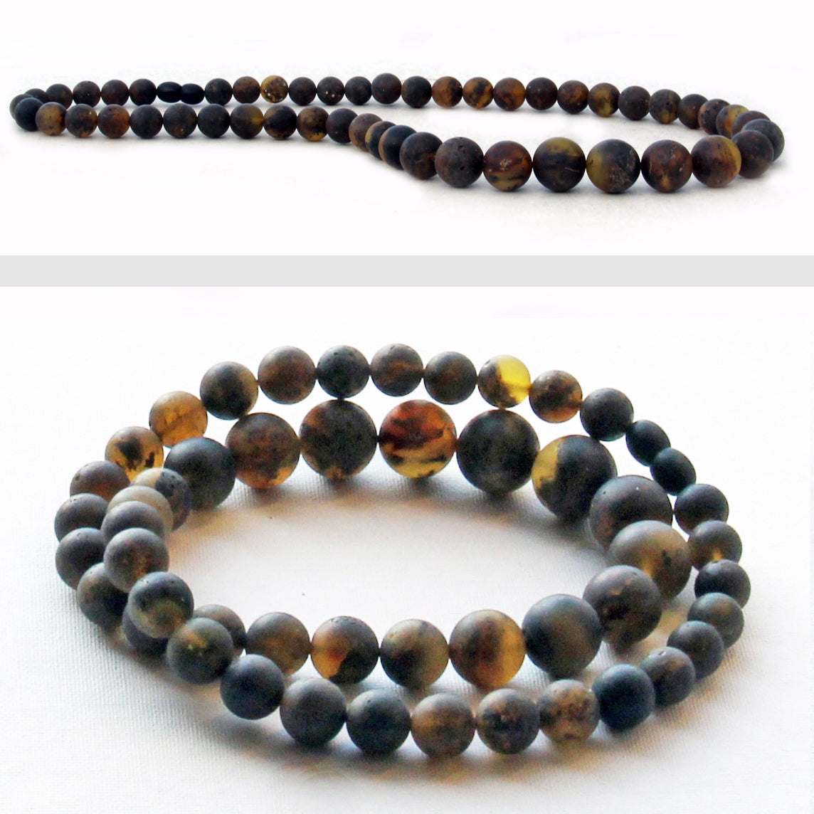 Black Amber Beads for Men, Genuine Black Amber Necklace, Baltic Amber Beads, Black Stones Men's Necklace