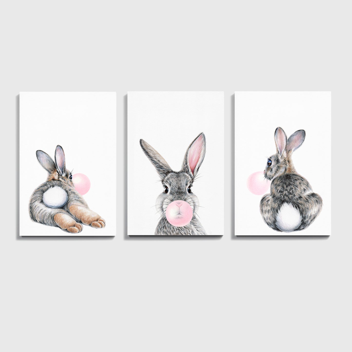 Rabbit 3 panel canvas.