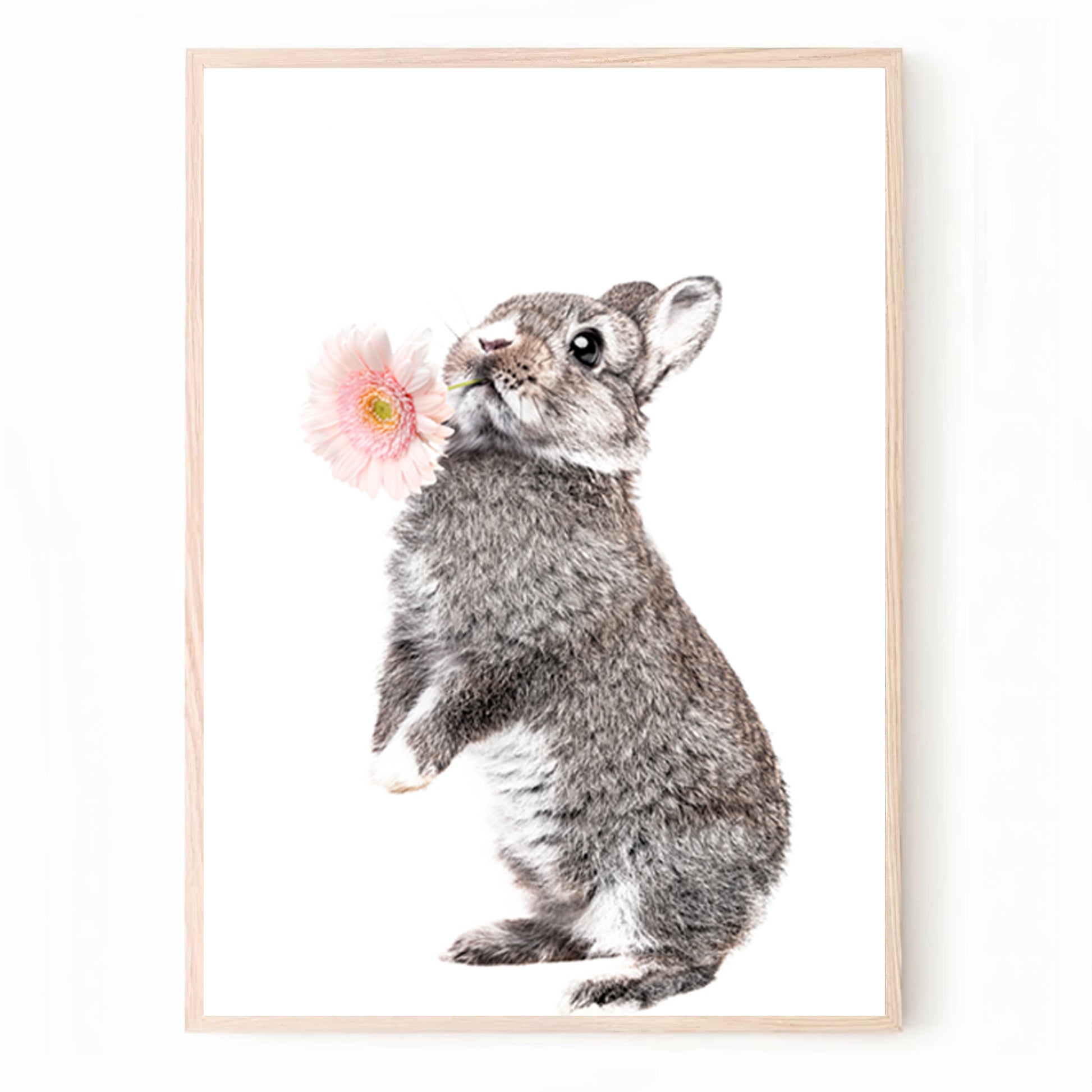 Bunny with pink flower print.