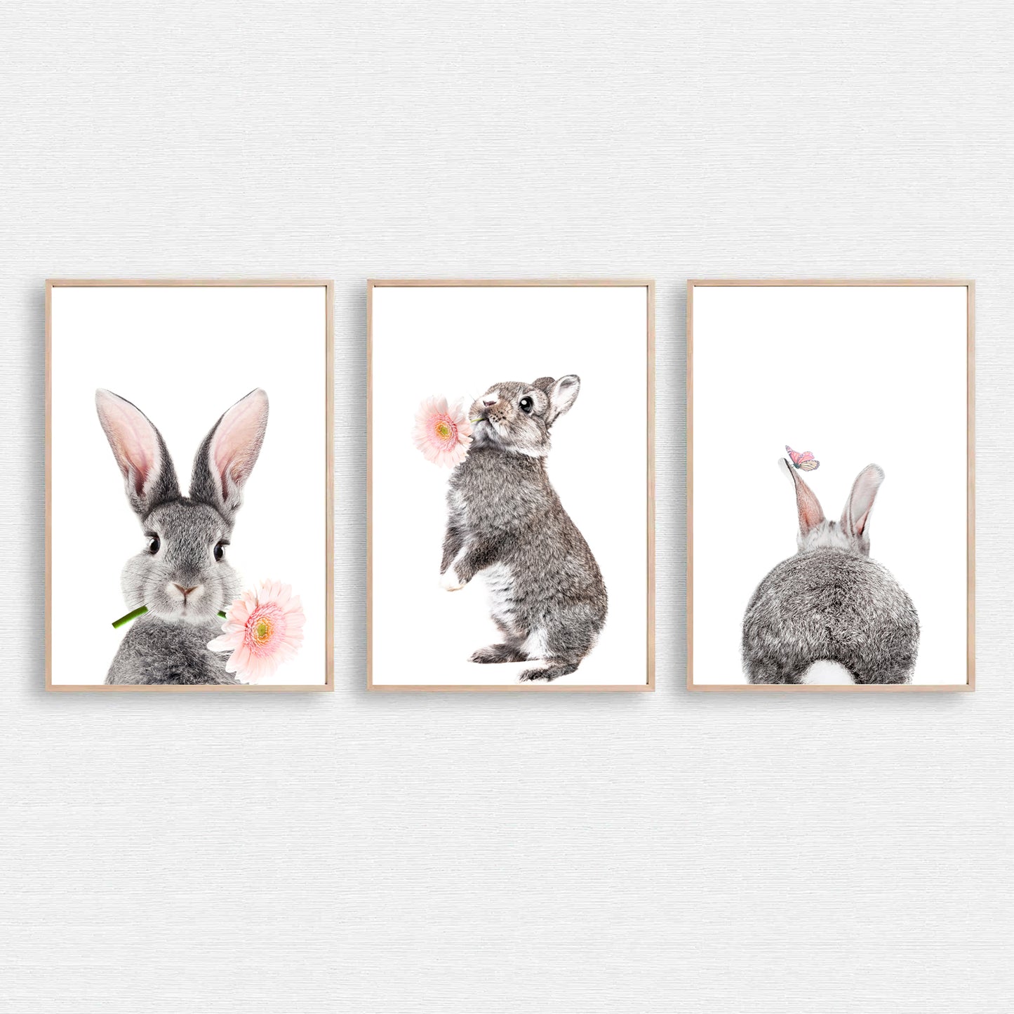 Bunny with pink flower wall art.