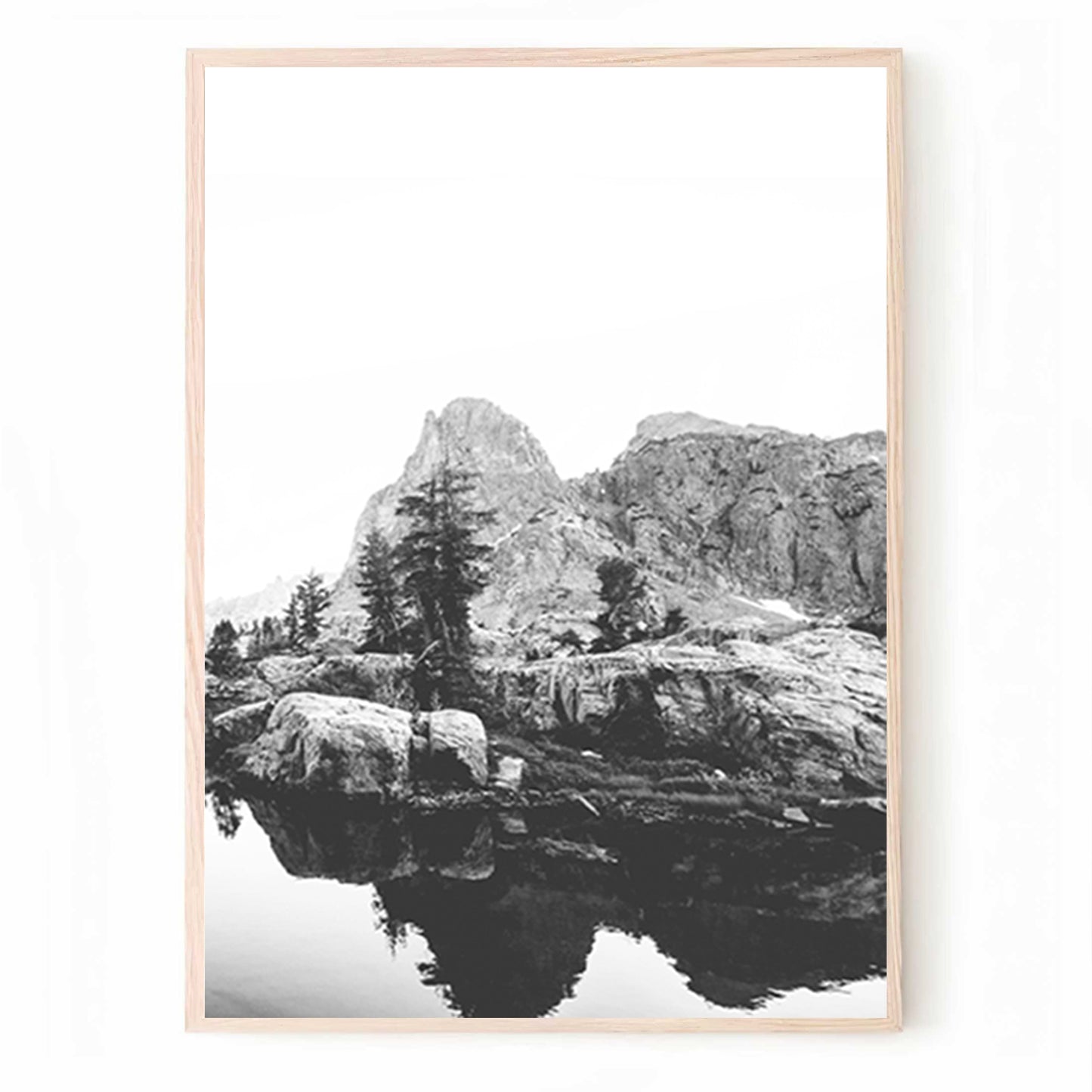 Grizzly Bear on Mountain Lake 3 Piece Wall Art | Foggy Nature Triptych