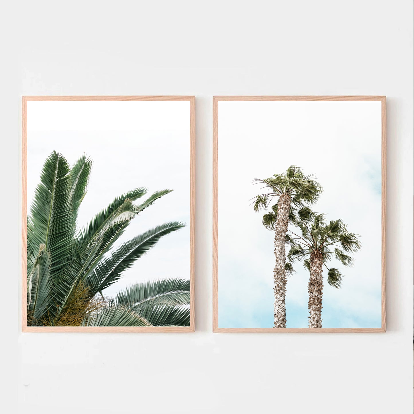Palm Tree Poster Set of 2 Piece, Tropical Plant Leaves, Beach Wall Art