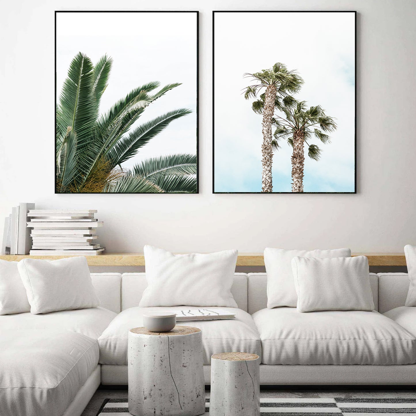 Palm Tree Poster Set of 2 Piece, Tropical Plant Leaves, Beach Wall Art