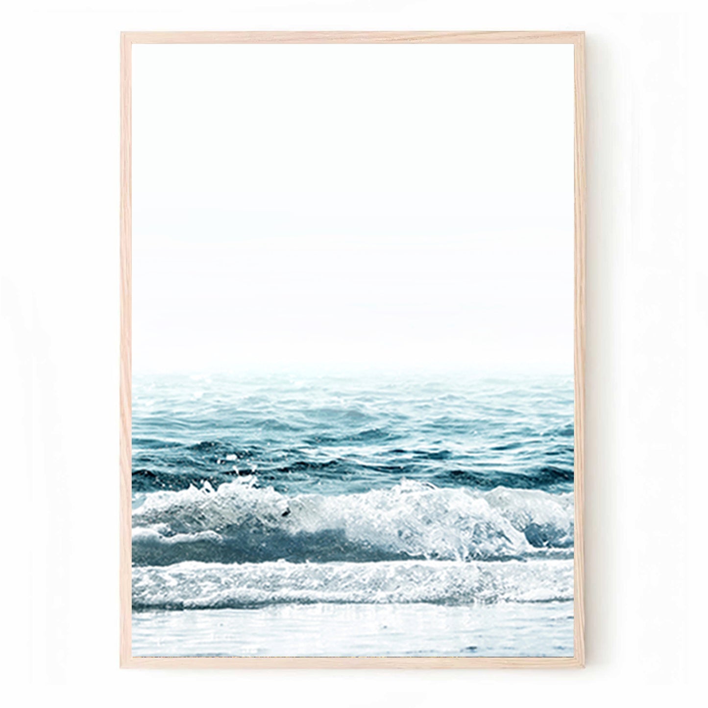 Tropical Plant Leaves 3 Piece Wall Art, Beach Poster, Palm Tree Wall Art Set, Ocean Wave Coastal Prints