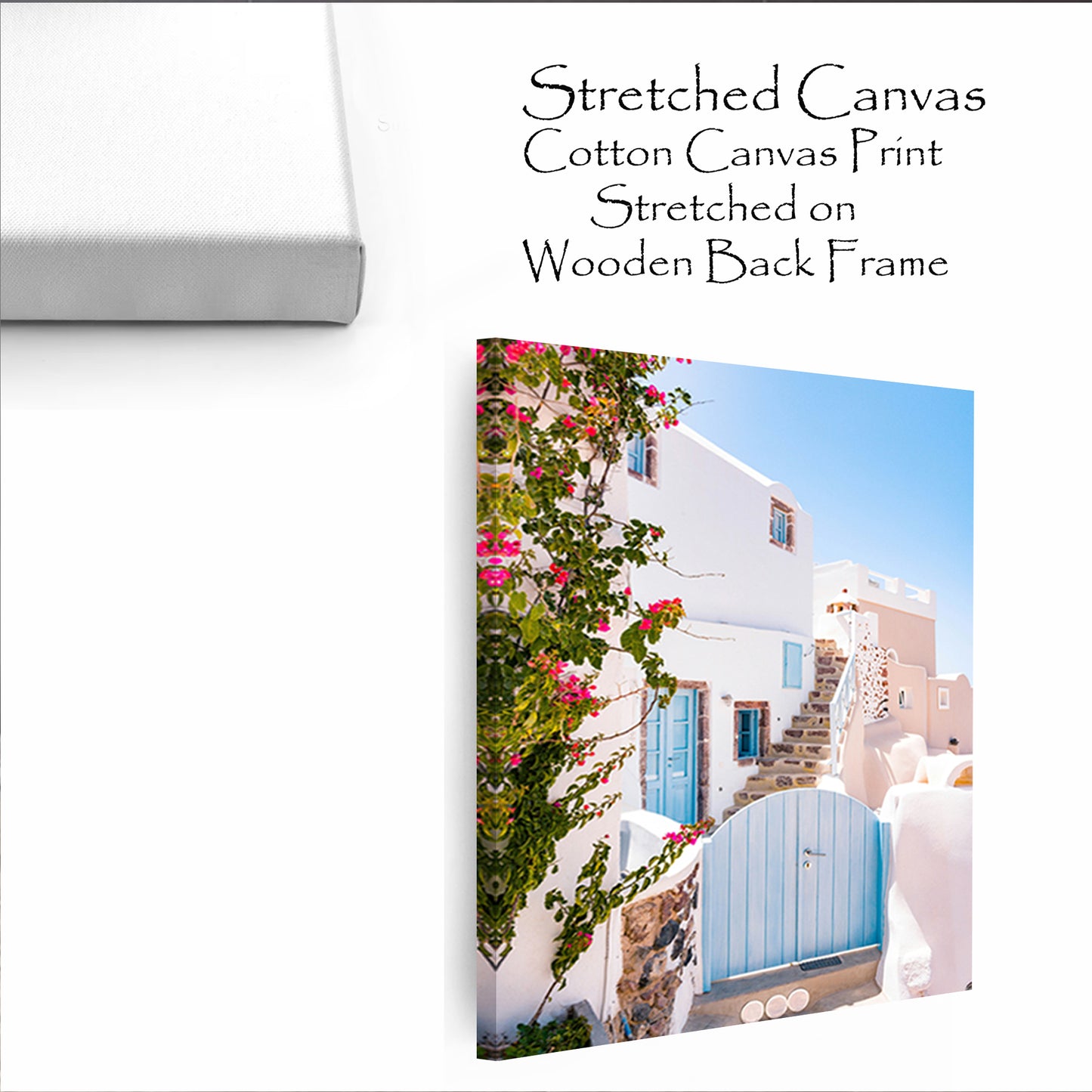 Santorini houses canvas wall art.