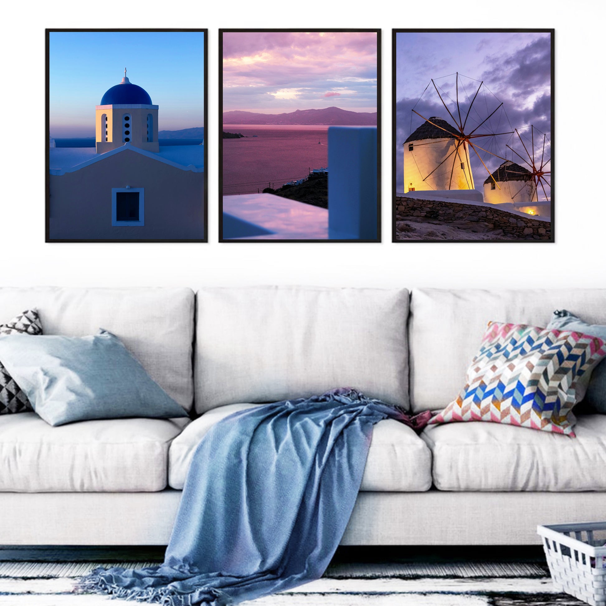 Mesmerizing sea sunsets triptych.