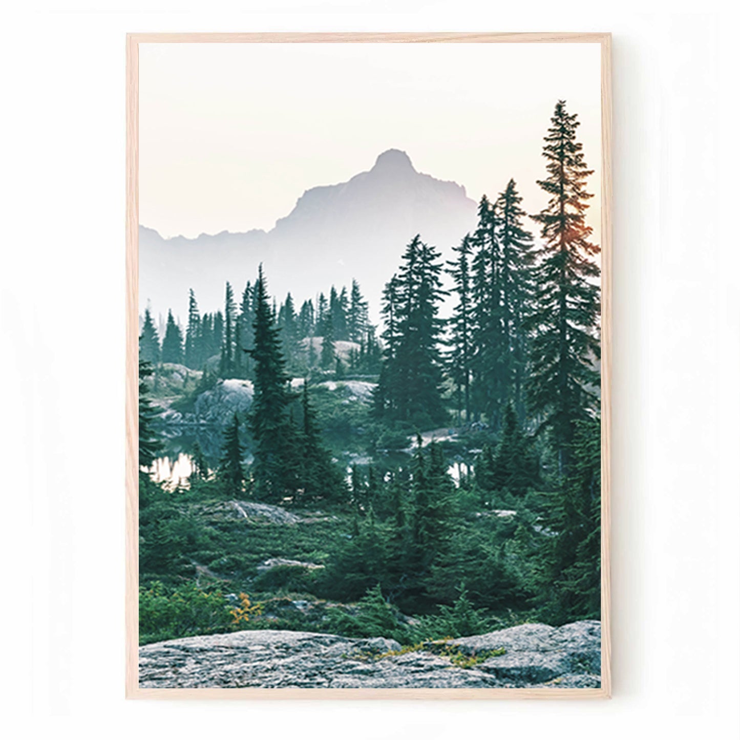 Foggy Forest Scenery 3 Piece Wall Art | Nordic Forest Sunrise Triptych