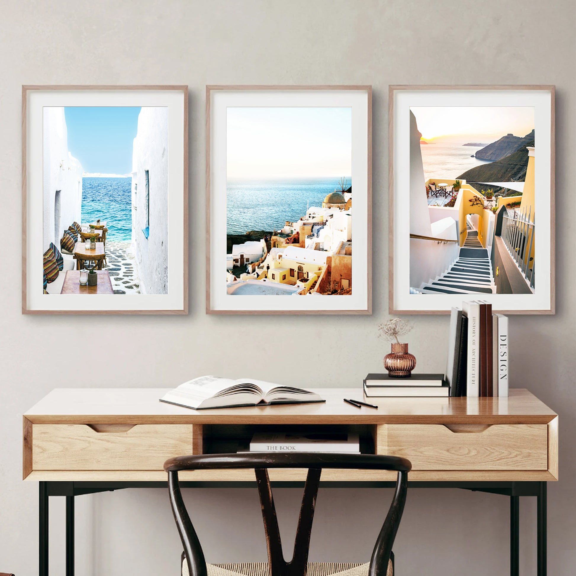 Greek Island architecture wall art set.