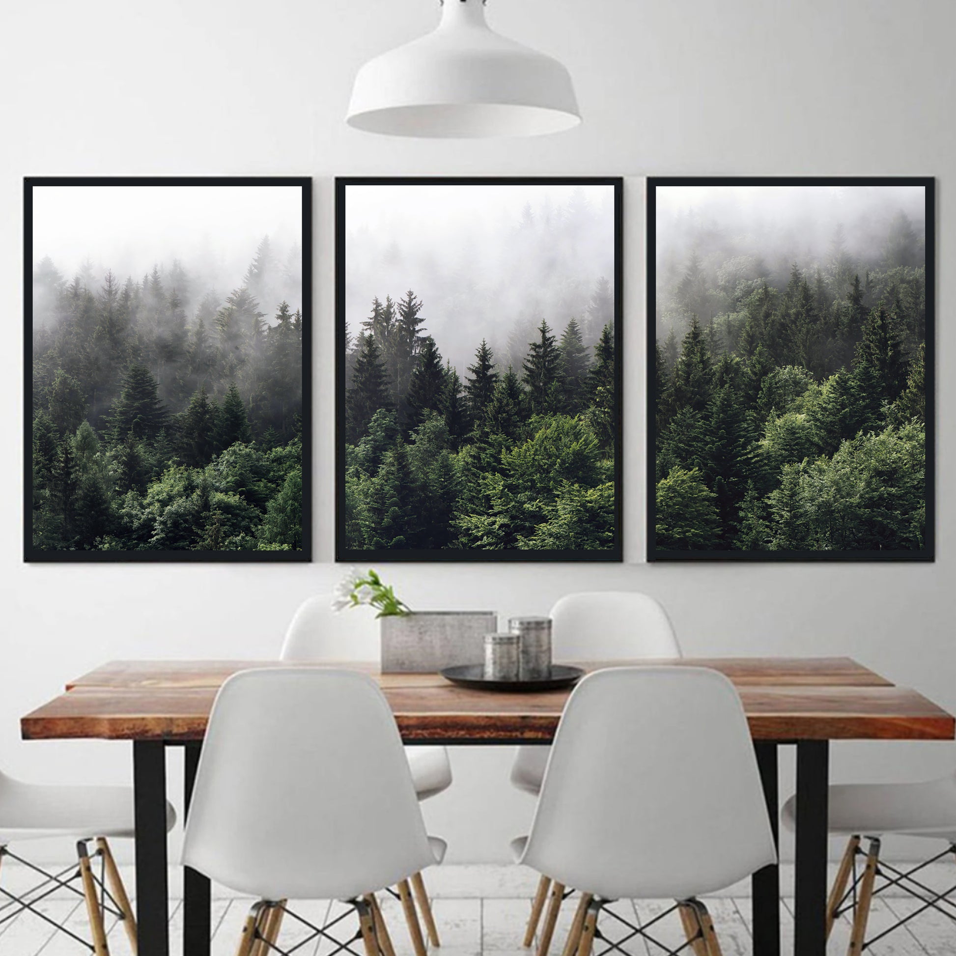 Nordic nature landscape triptych art.
