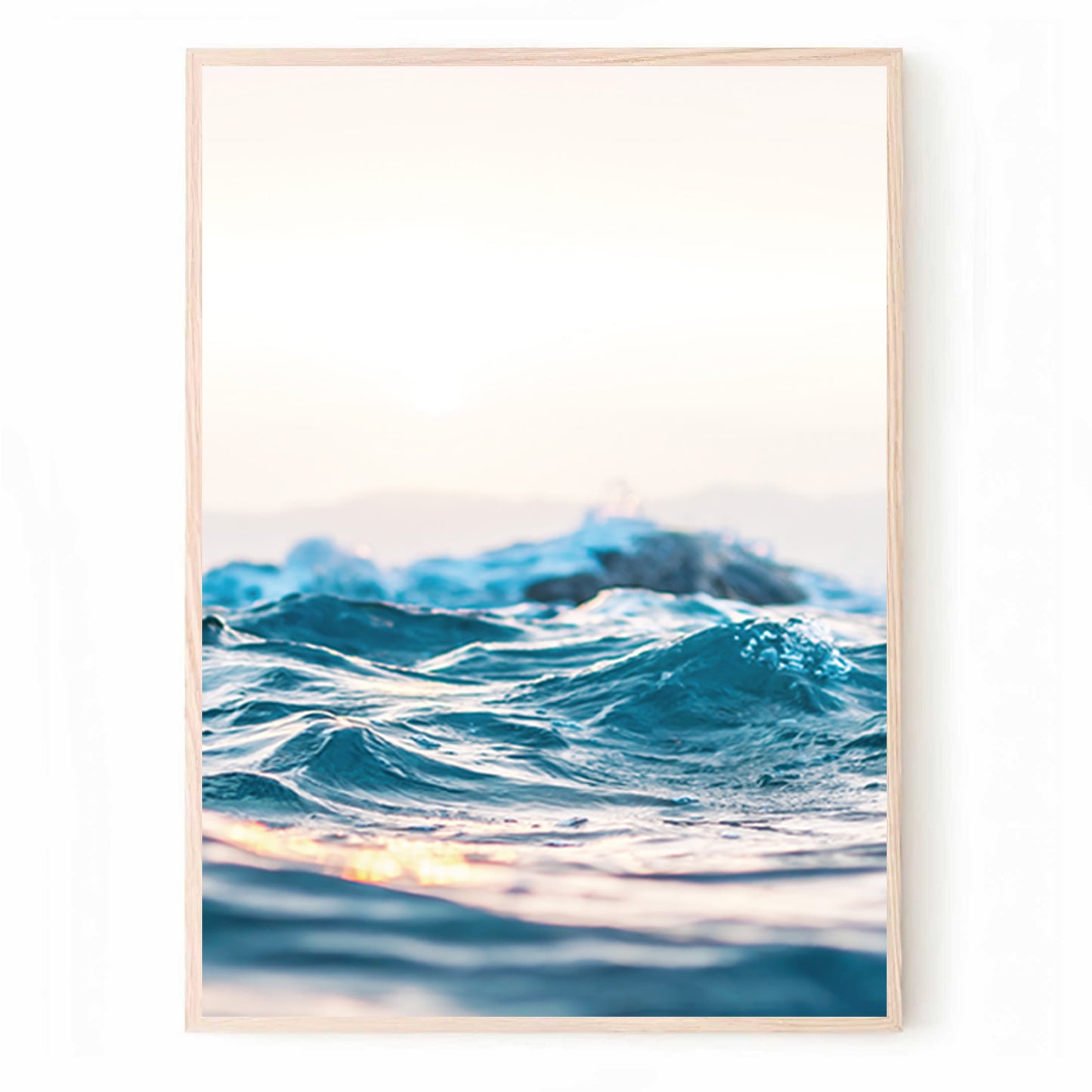 Sea Waves with the Sun shining on the water surface | Sea Wall Art Set