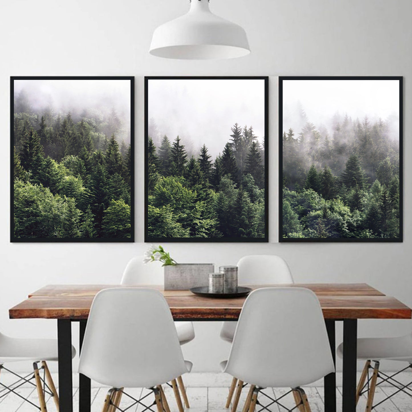 Misty forest 3 piece wall art.