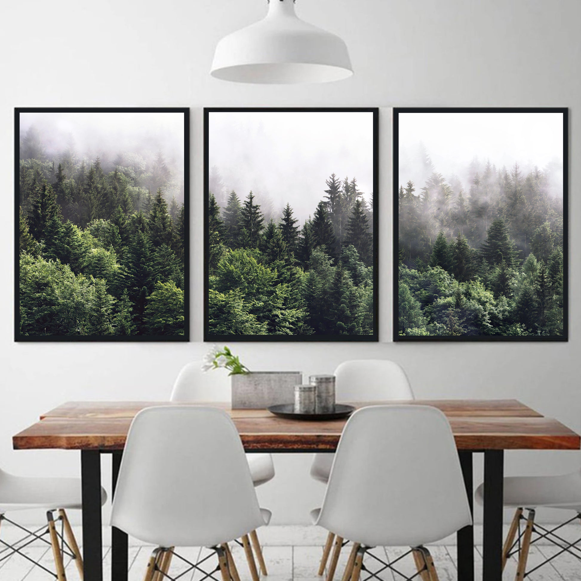 Misty forest 3 piece wall art.