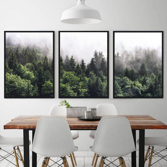 Misty forest 3 piece wall art.