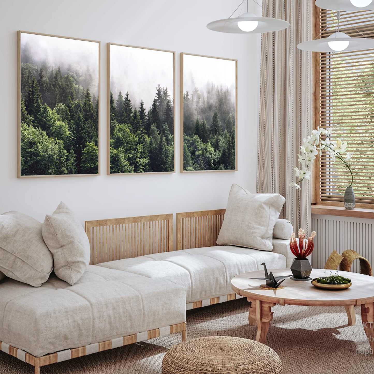 Forest landscape set of 3 prints.