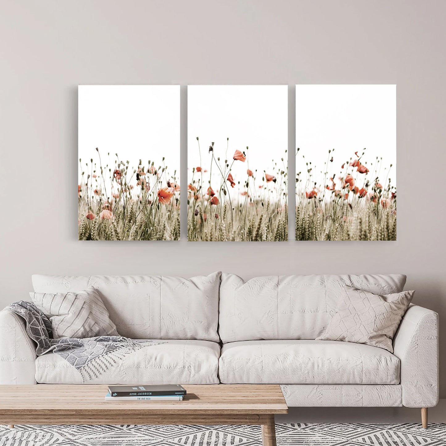 Poppy 3 panel cavas.