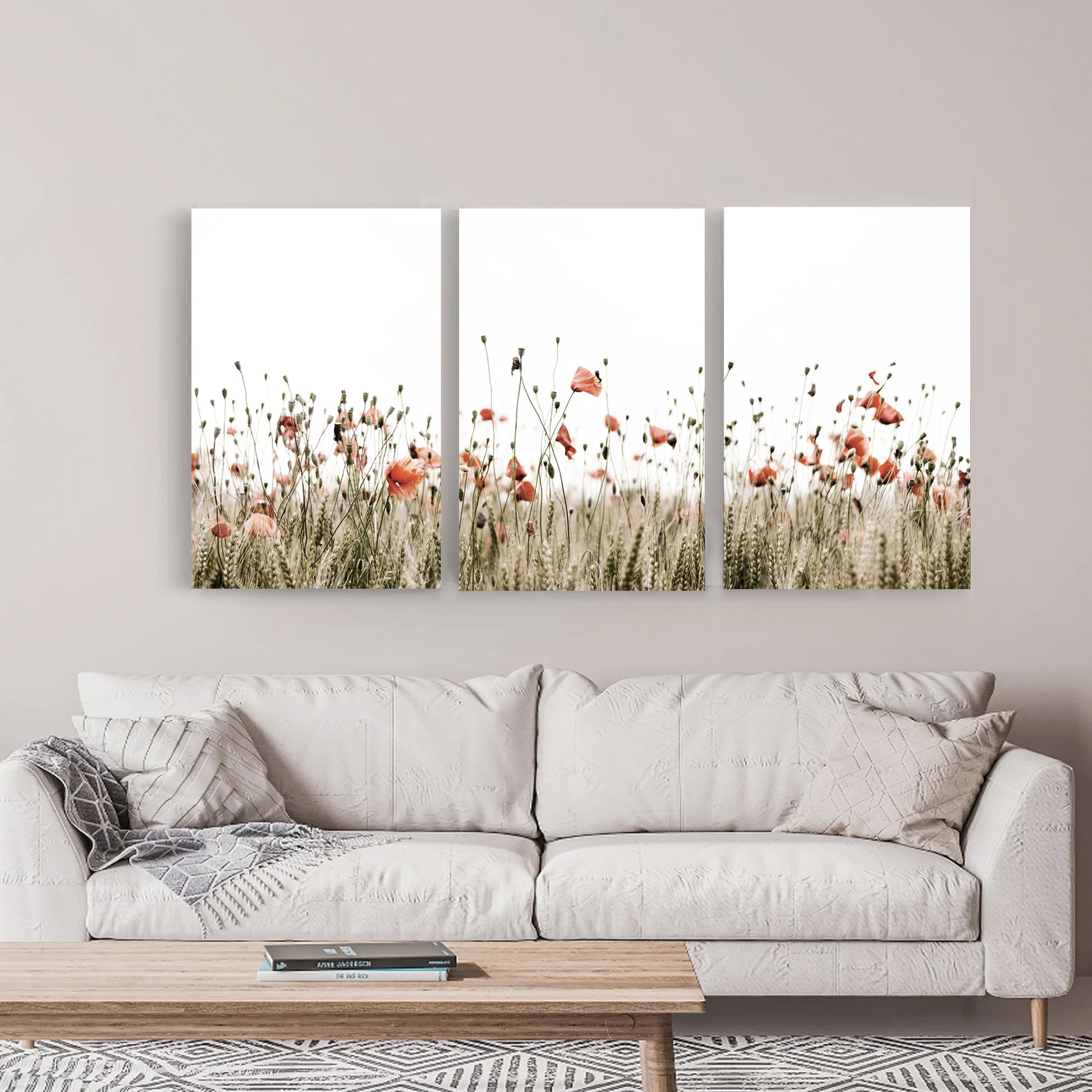 Poppy 3 panel cavas.