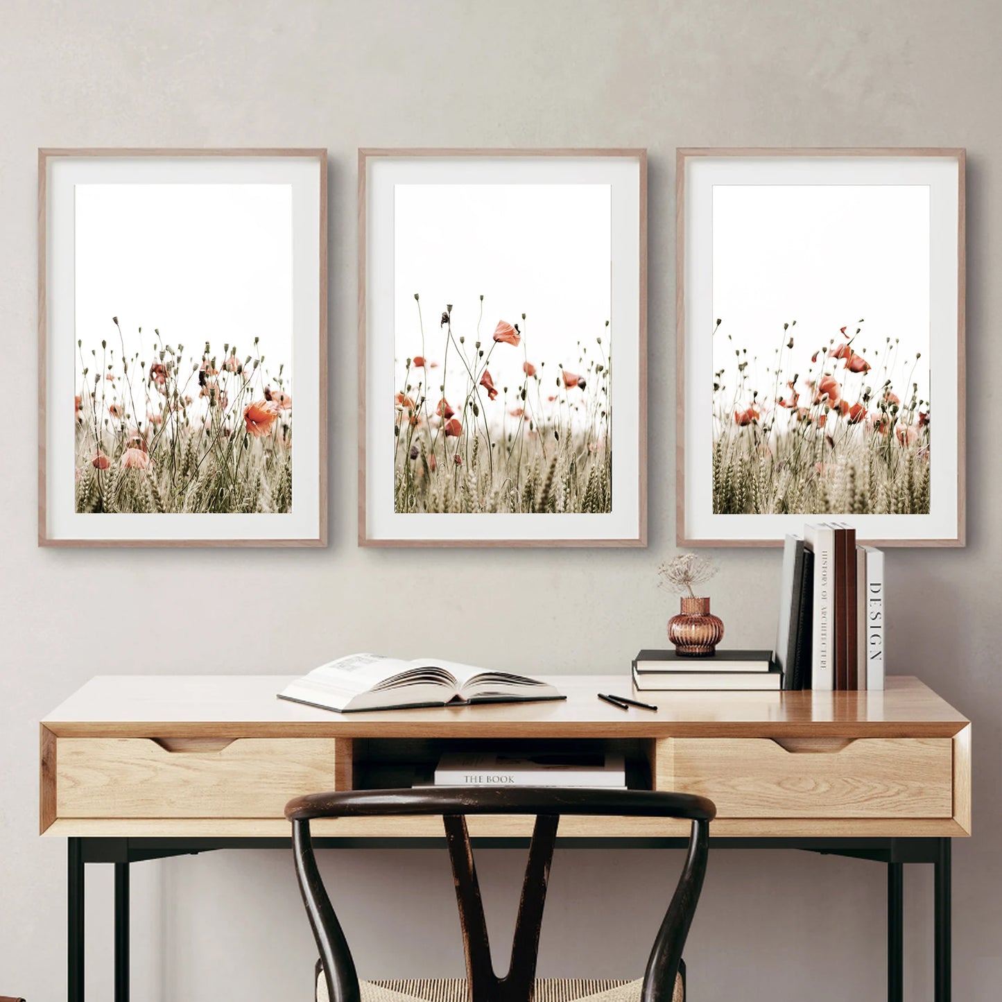 Landscape wth flowers rustic style wall decor.