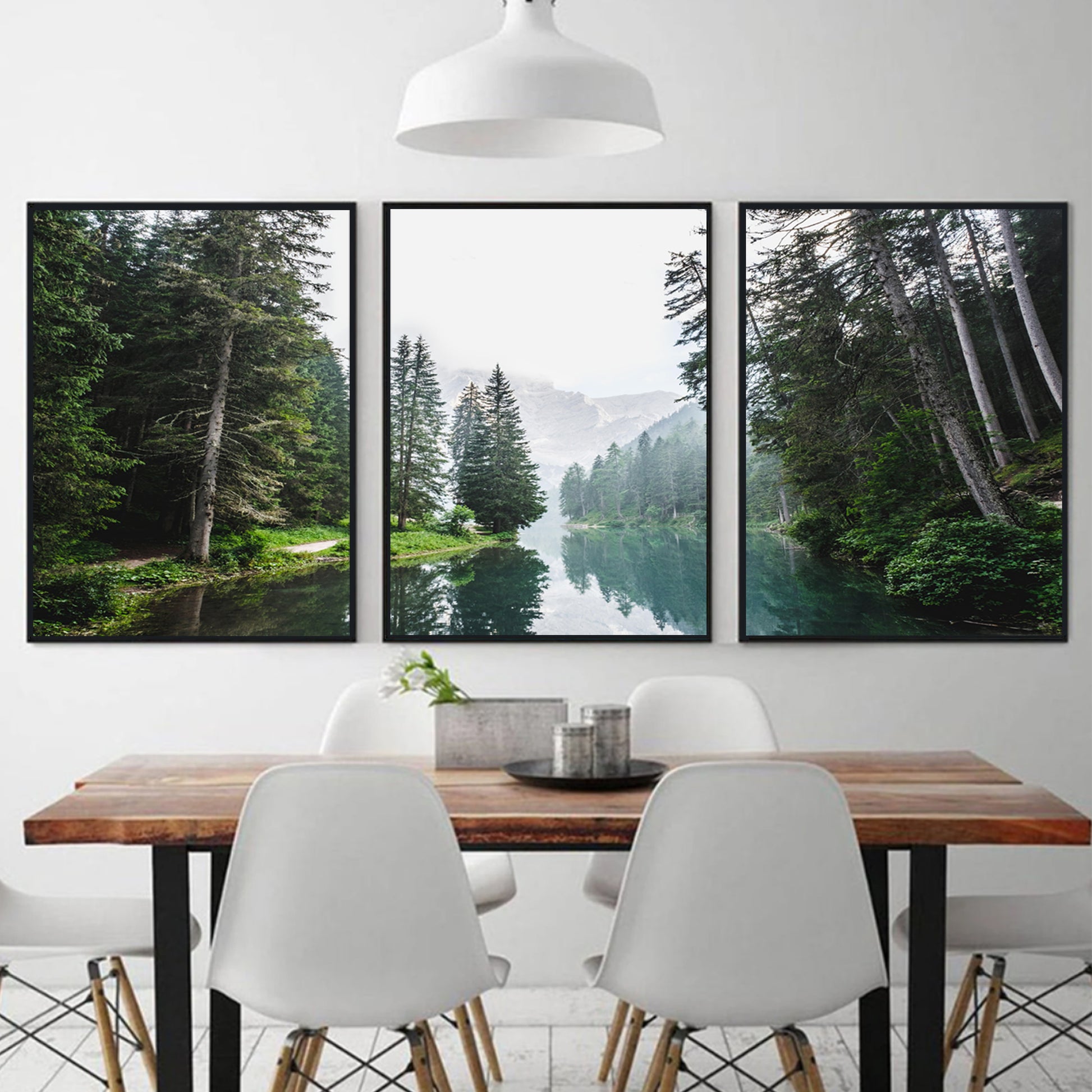 River triptych in black color frames.