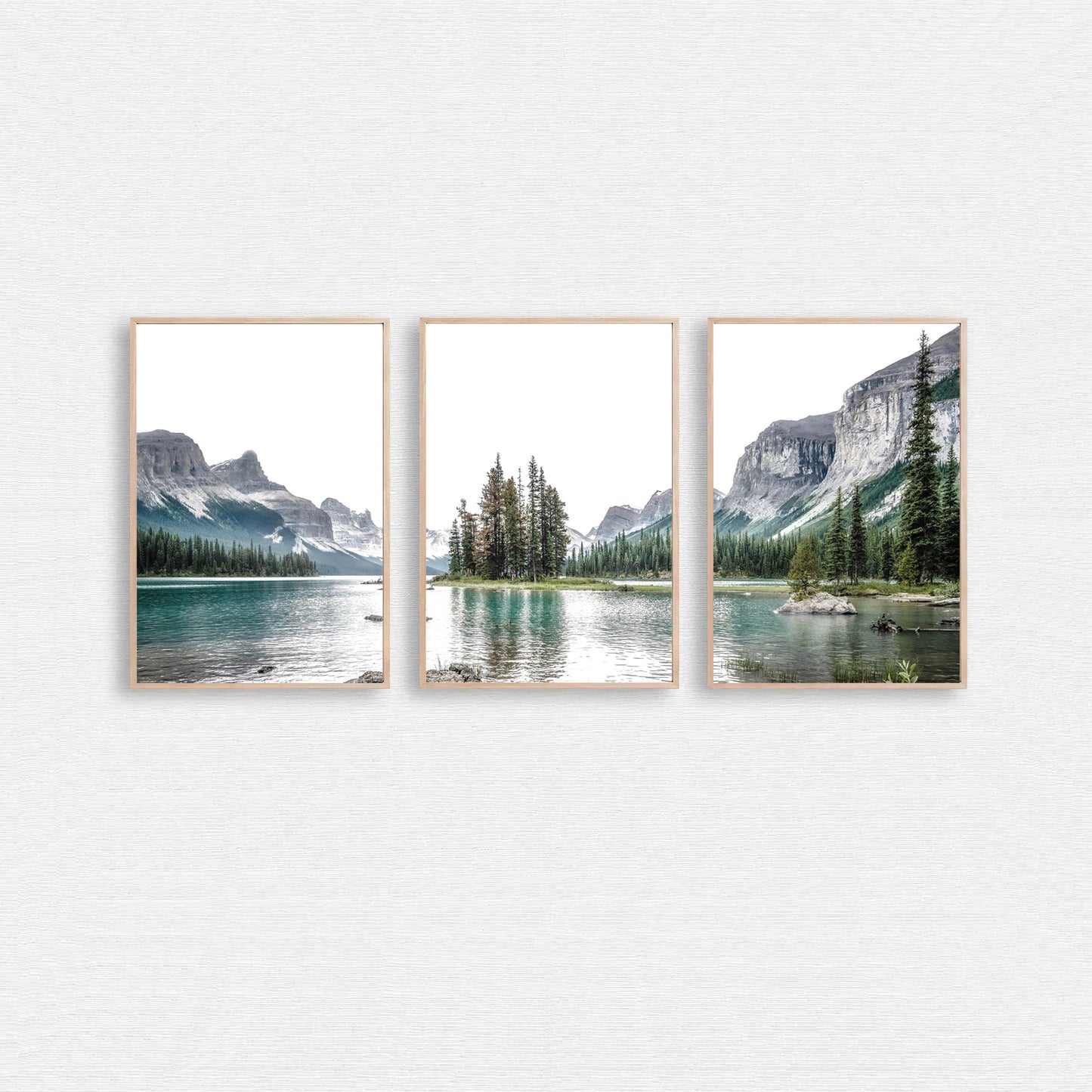 Spirit Island on Maligne Lake triptych.