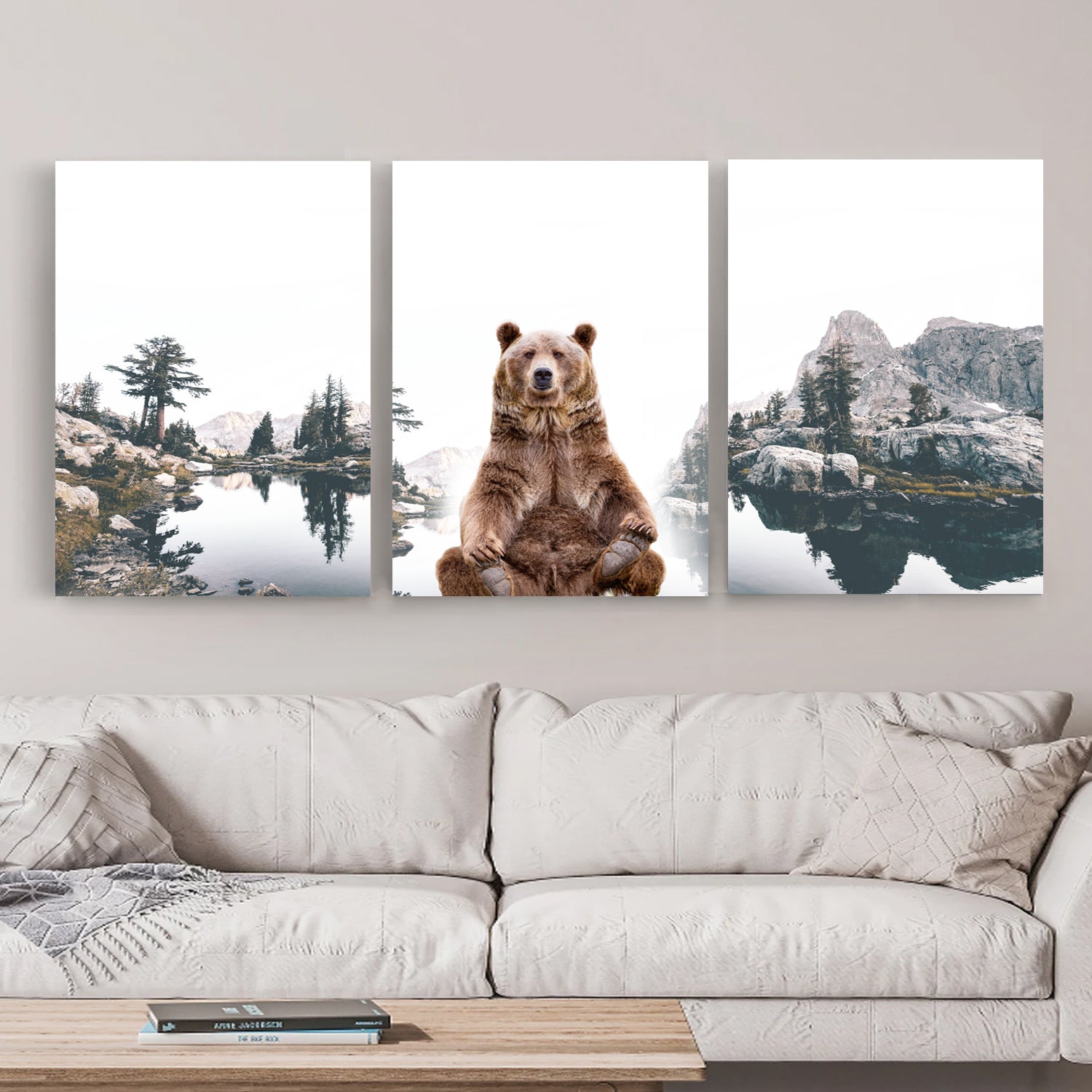 Bear canvas triptych.