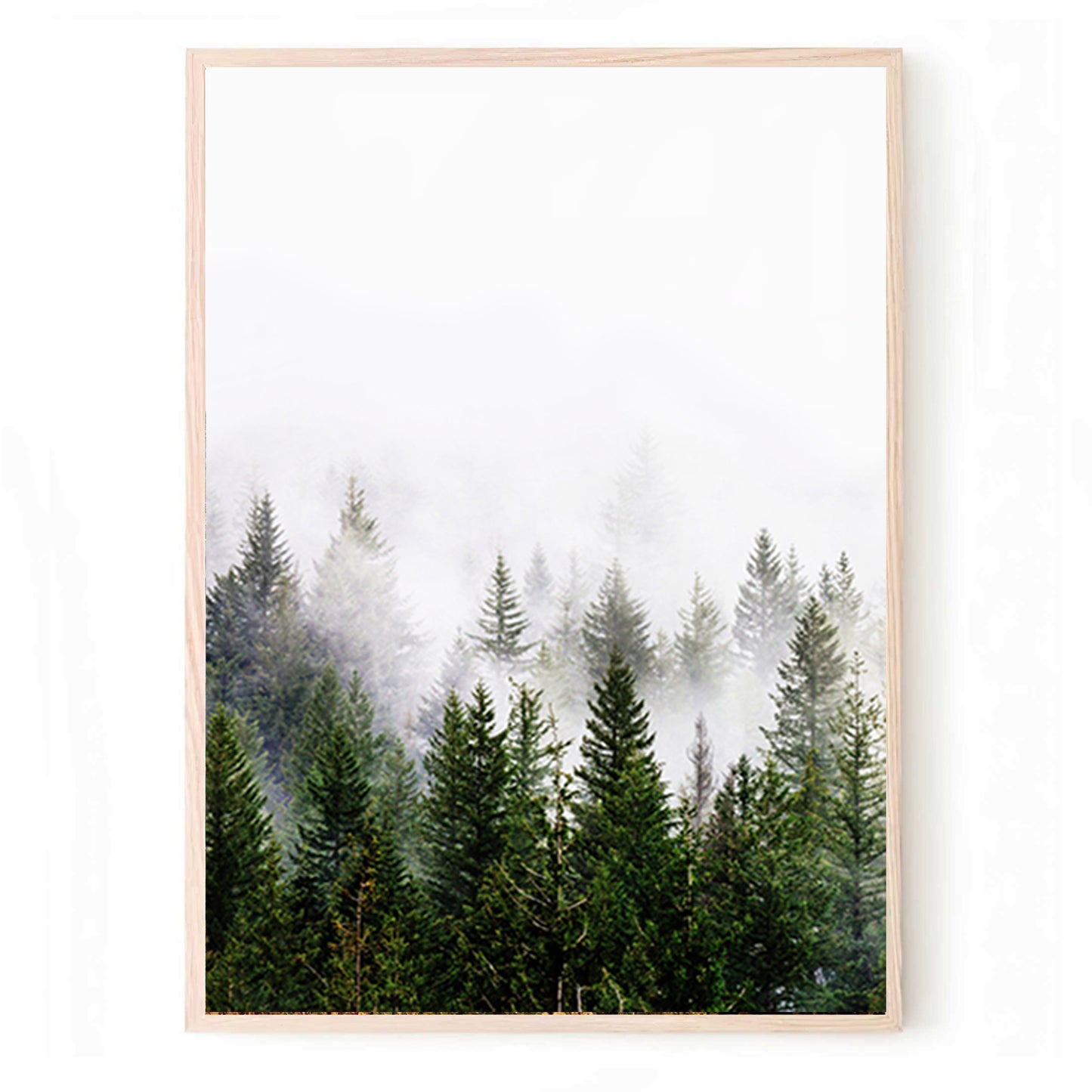 Hirsch im Wald 3-teiliges Wandbild, Triptychon auf Leinwand, Hirsch im Nebel